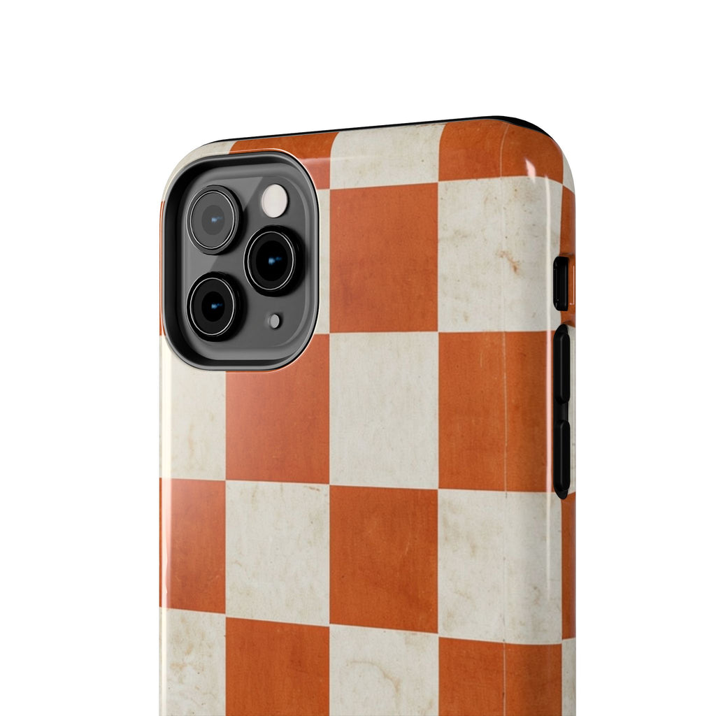 Orange and Cream Checkerboard Tough Phone Case