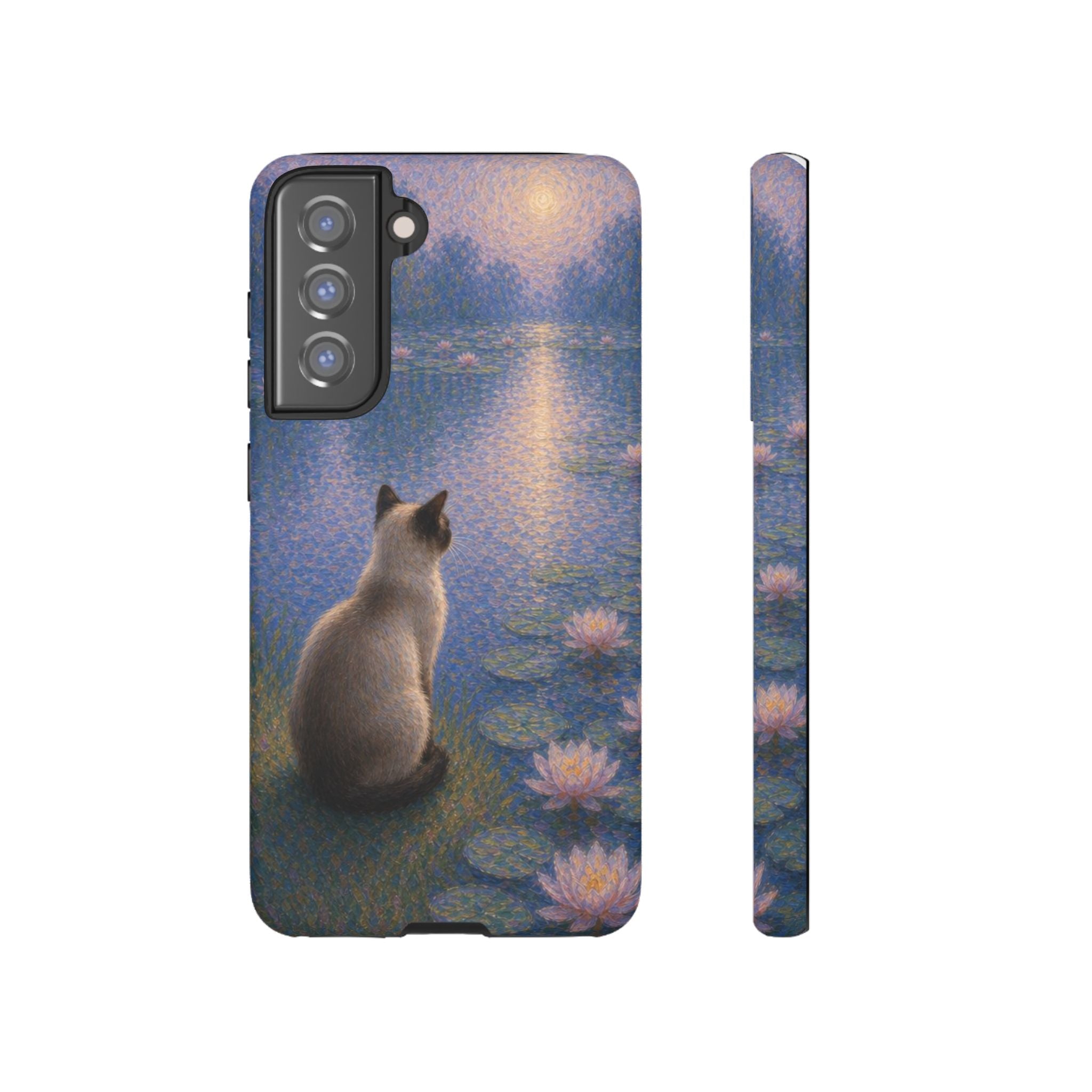 Cat Moonlight Phone Case — Serene Siamese by Lily Pond