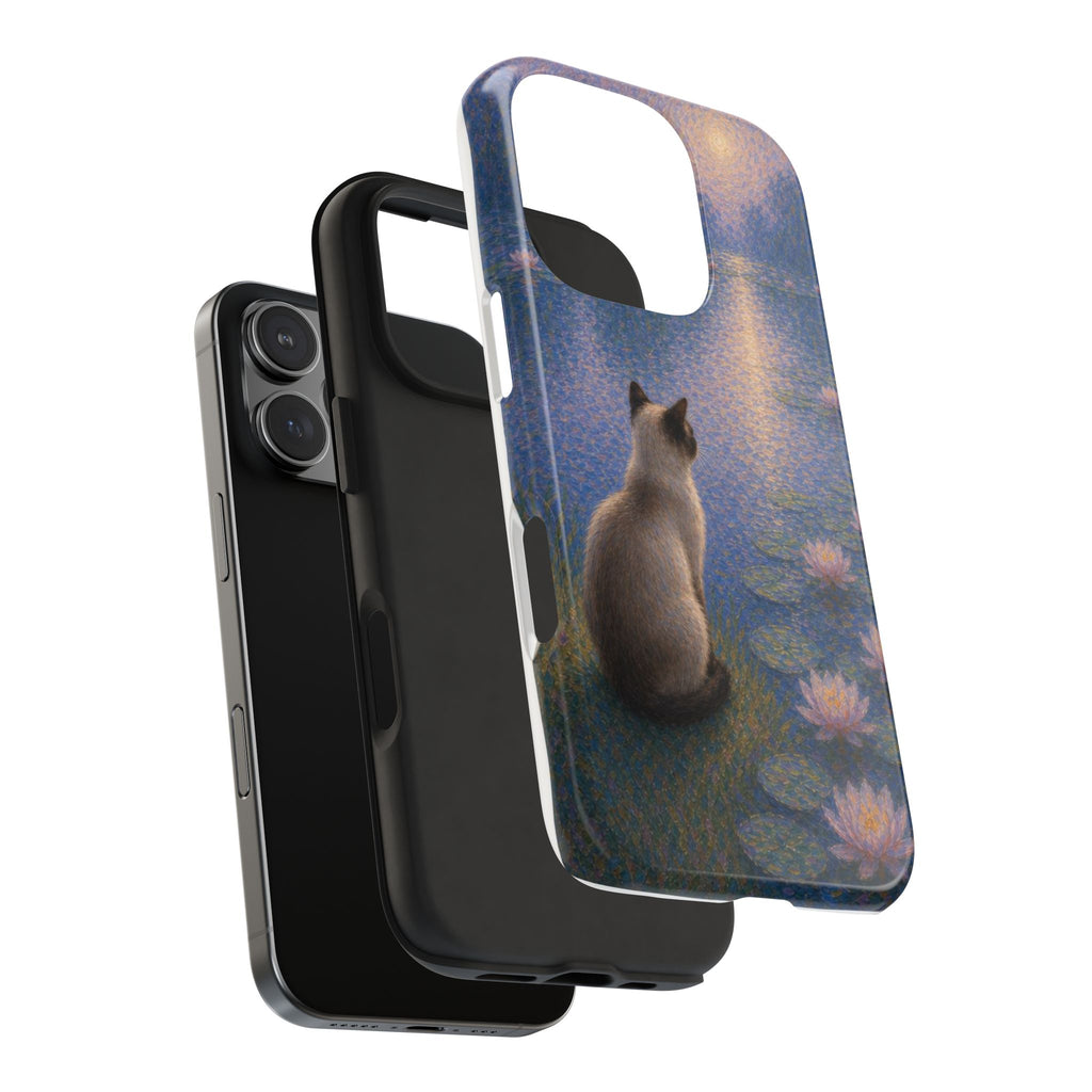 Siamese Cat by Moonlight Tough Phone Case – Waterlily Dream Protective Cover