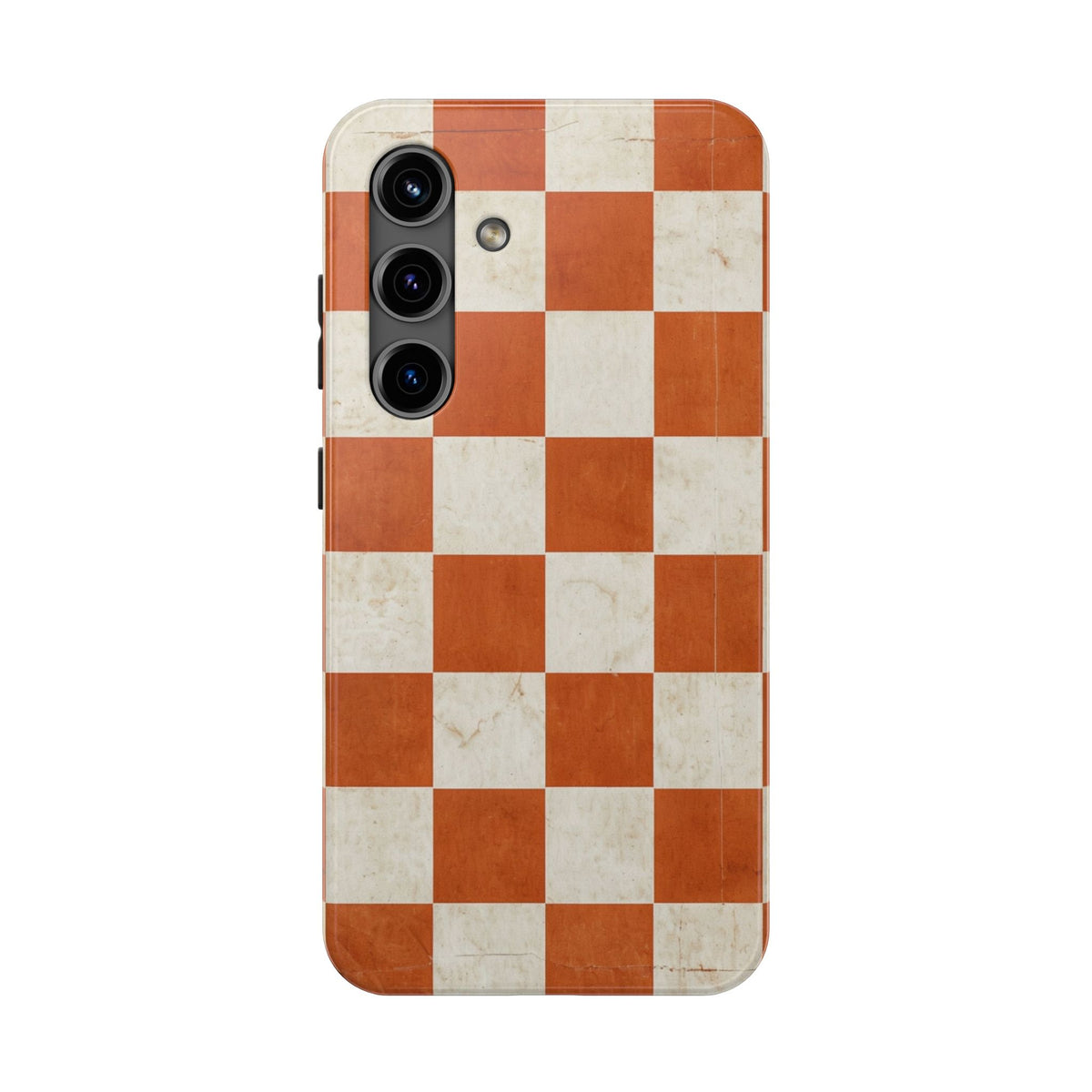 Orange and Cream Checkerboard Tough Phone Case