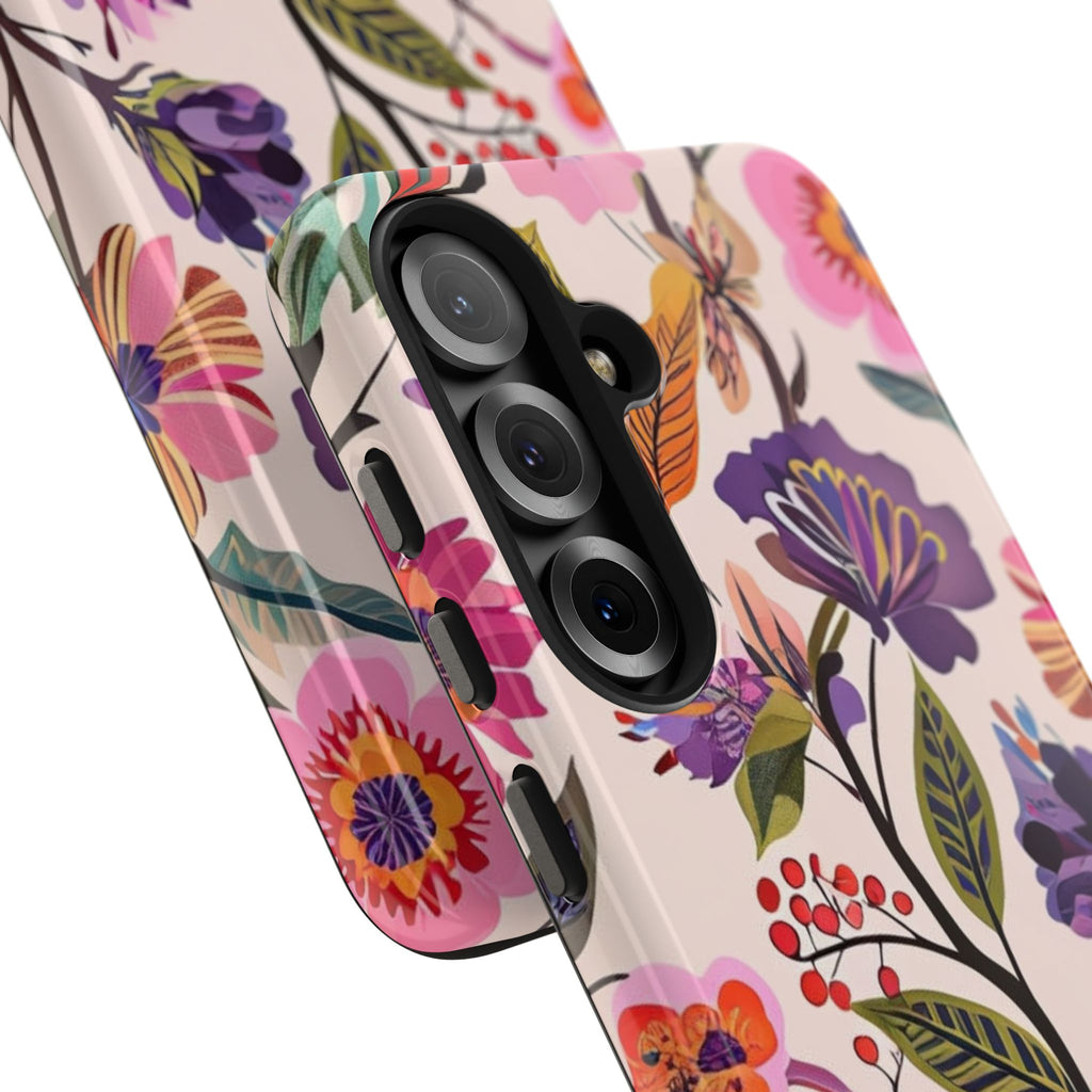 Floral Tough Phone Case – Colorful Botanical Flower Design