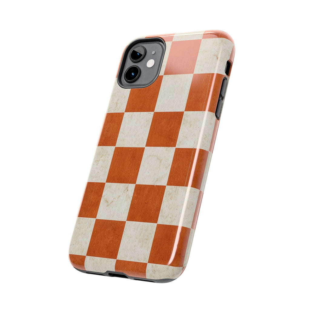 Orange and Cream Checkerboard Tough Phone Case