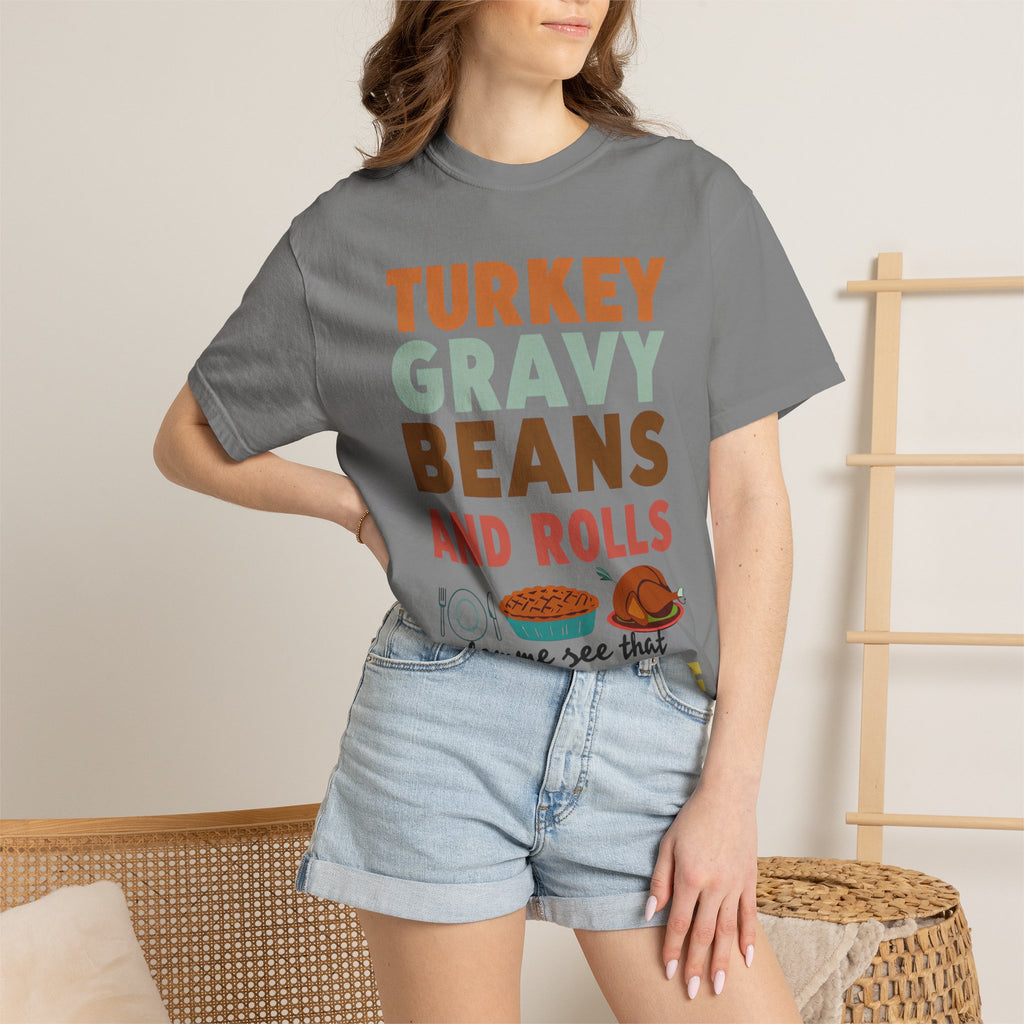 Turkey Gravy Beans and Rolls Casserole Thanksgiving T-Shirt