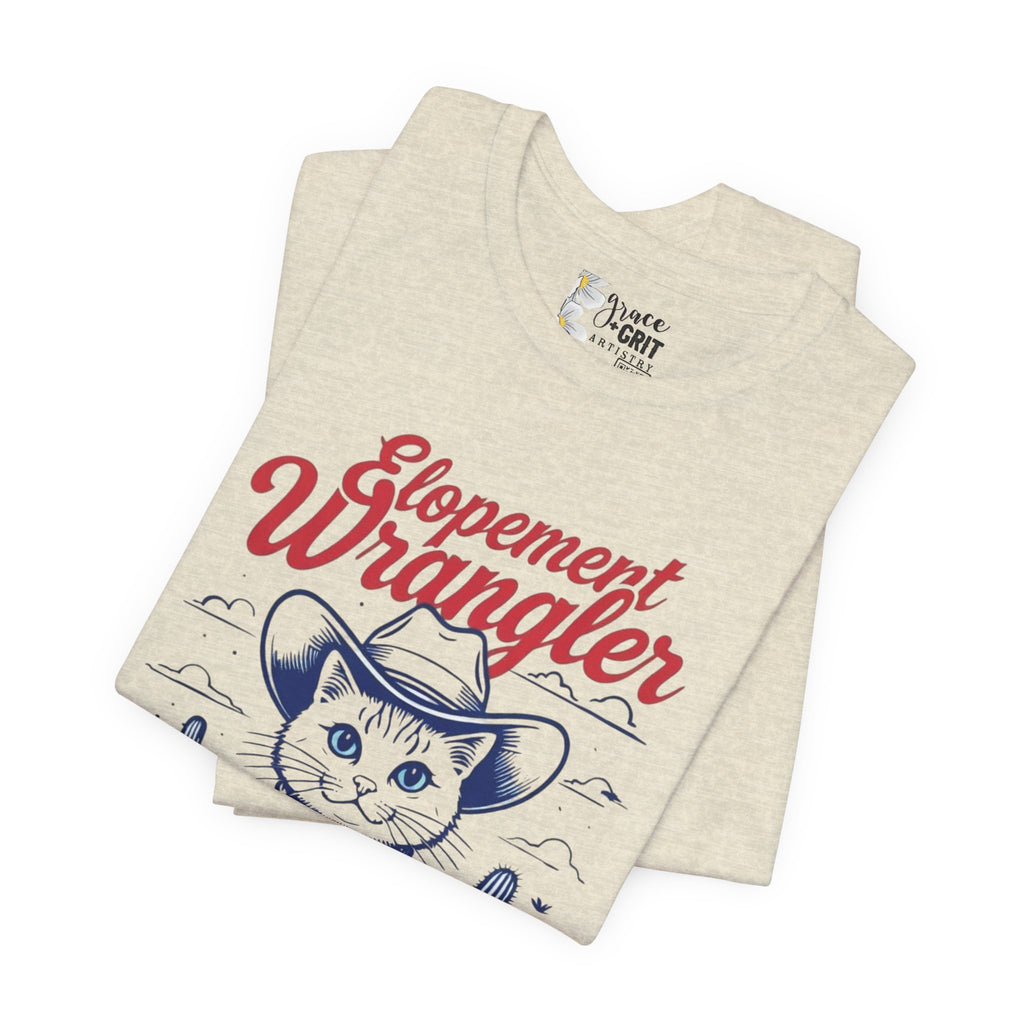 Elopement Wrangler Cat Tee | Cowboy Hat Cactus Desert Cat Illustration