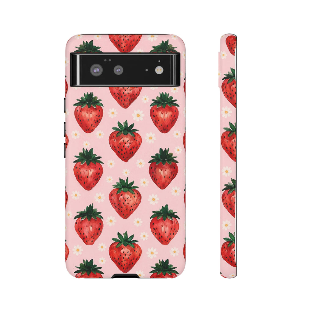 Strawberry Pattern Tough Case — Cute Pink Fruit Phone Case