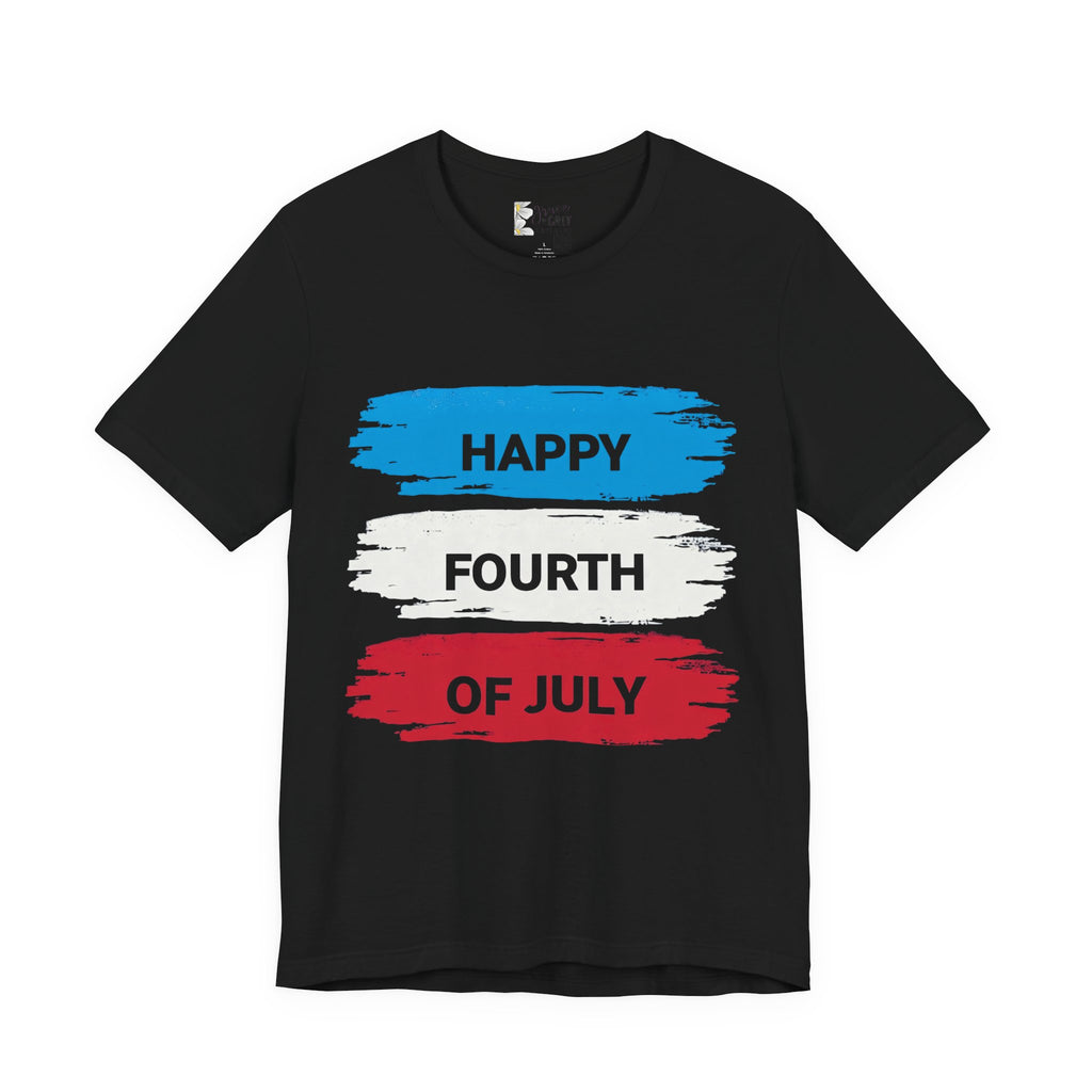 Fourth of July Brushstroke Tee — "Happy Fourth of July" Patriotic T‑Shirt