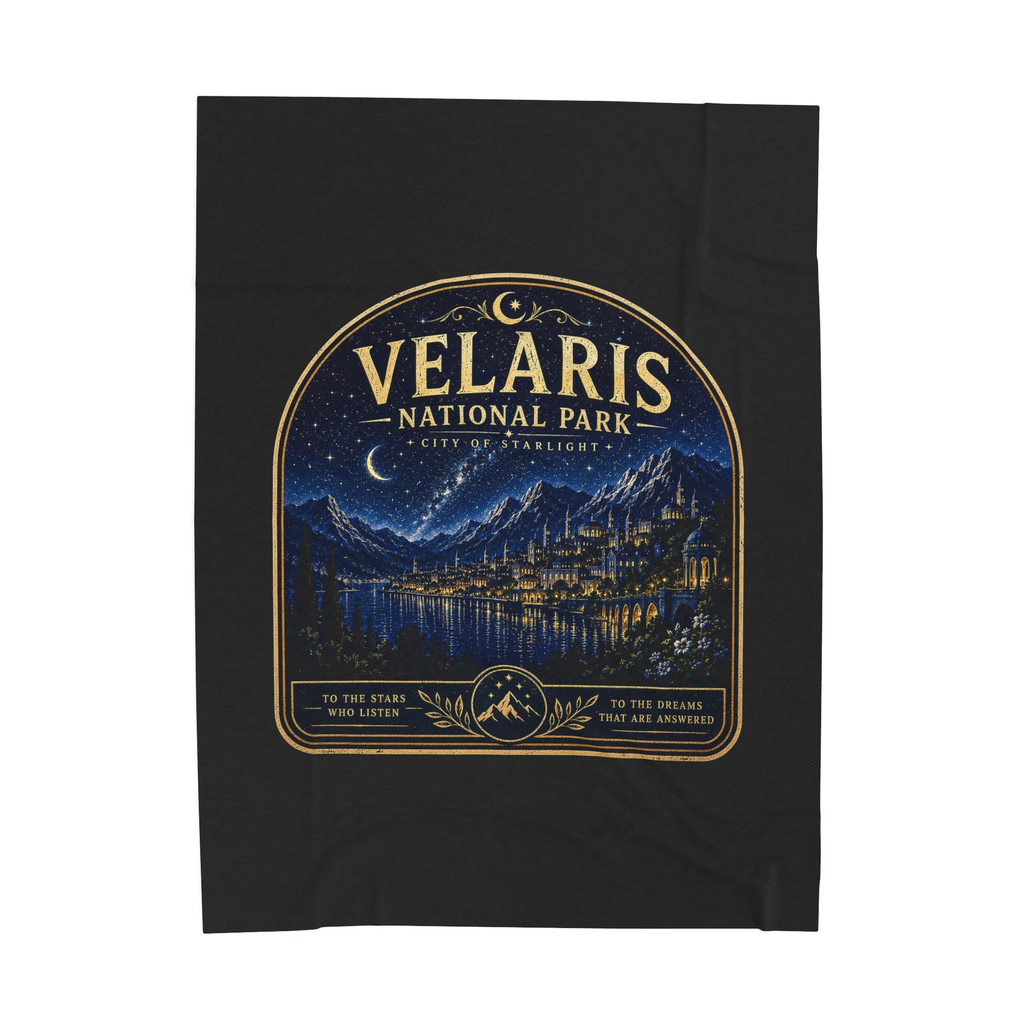 Velaris National Park Velveteen Plush Blanket — Starry Night Mountain Lake Throw