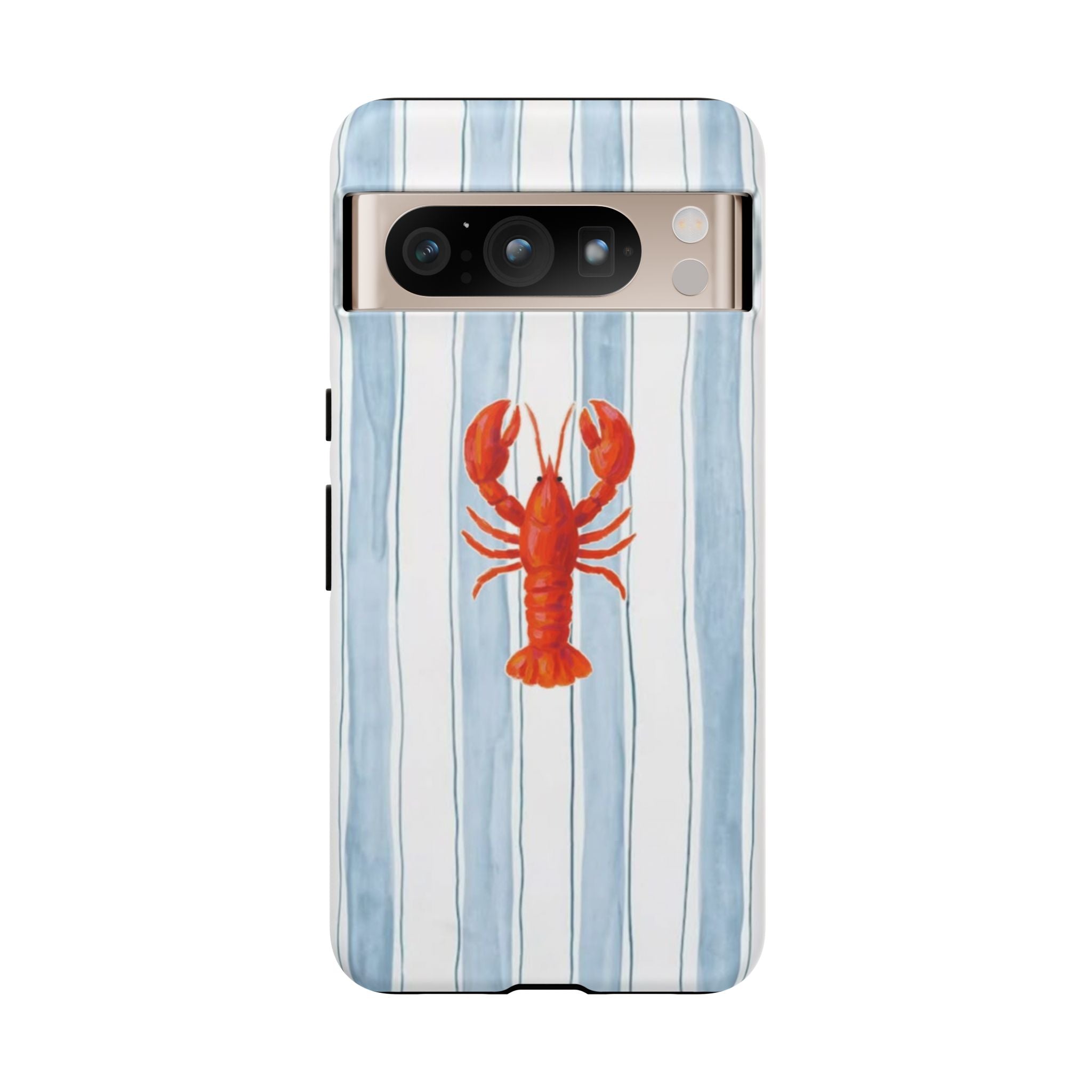 Lobster Stripe Phone Case — Nautical Blue & White Protective Cover