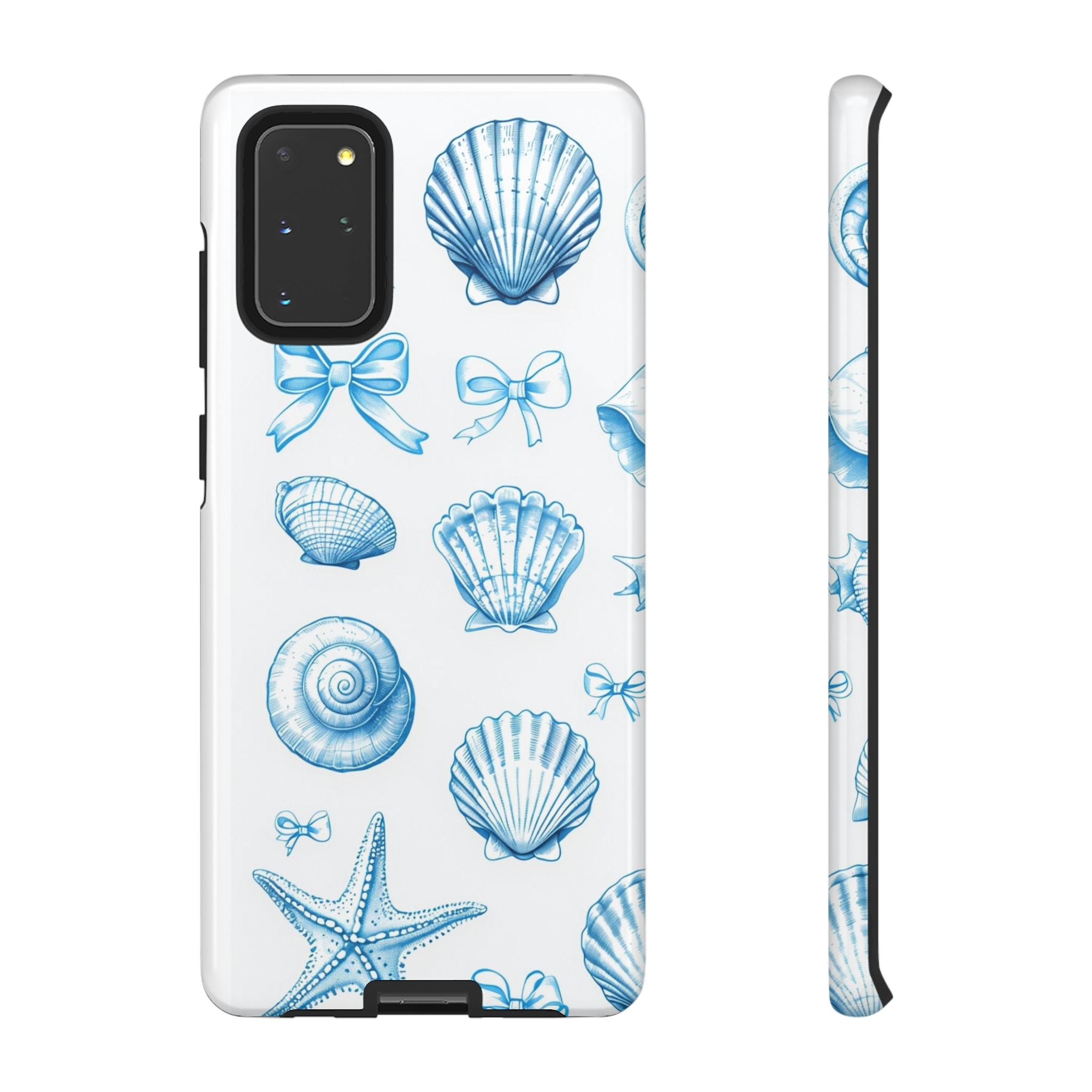 Seaside Shells Phone Case — Blue Nautical Shell & Starfish Pattern