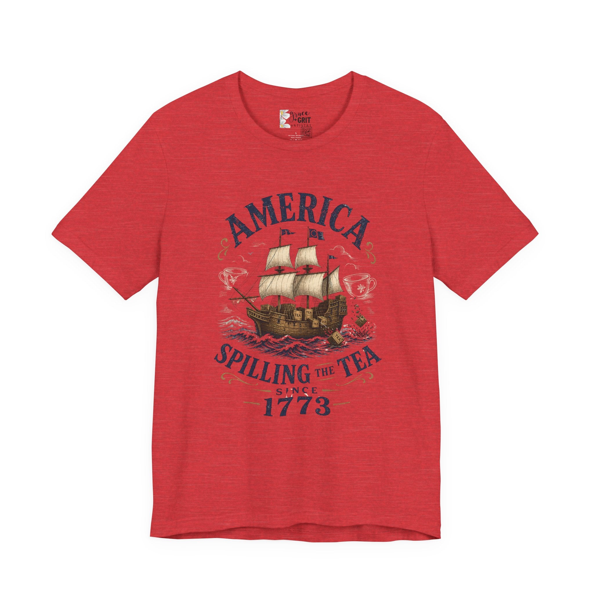 America Spilling the Tea 1773 T‑Shirt — Boston Tea Party Vintage Ship Tee