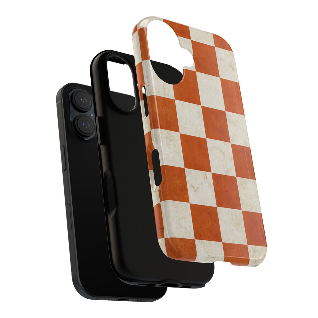 Vintage Orange Checkerboard Tough Phone Case