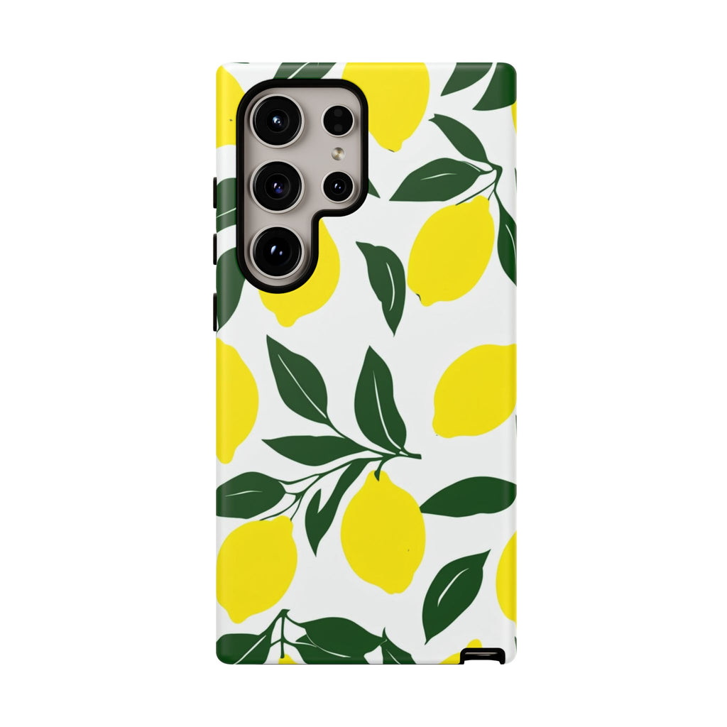 Lemon Pattern Tough Phone Case — Bright Citrus Protective Cover