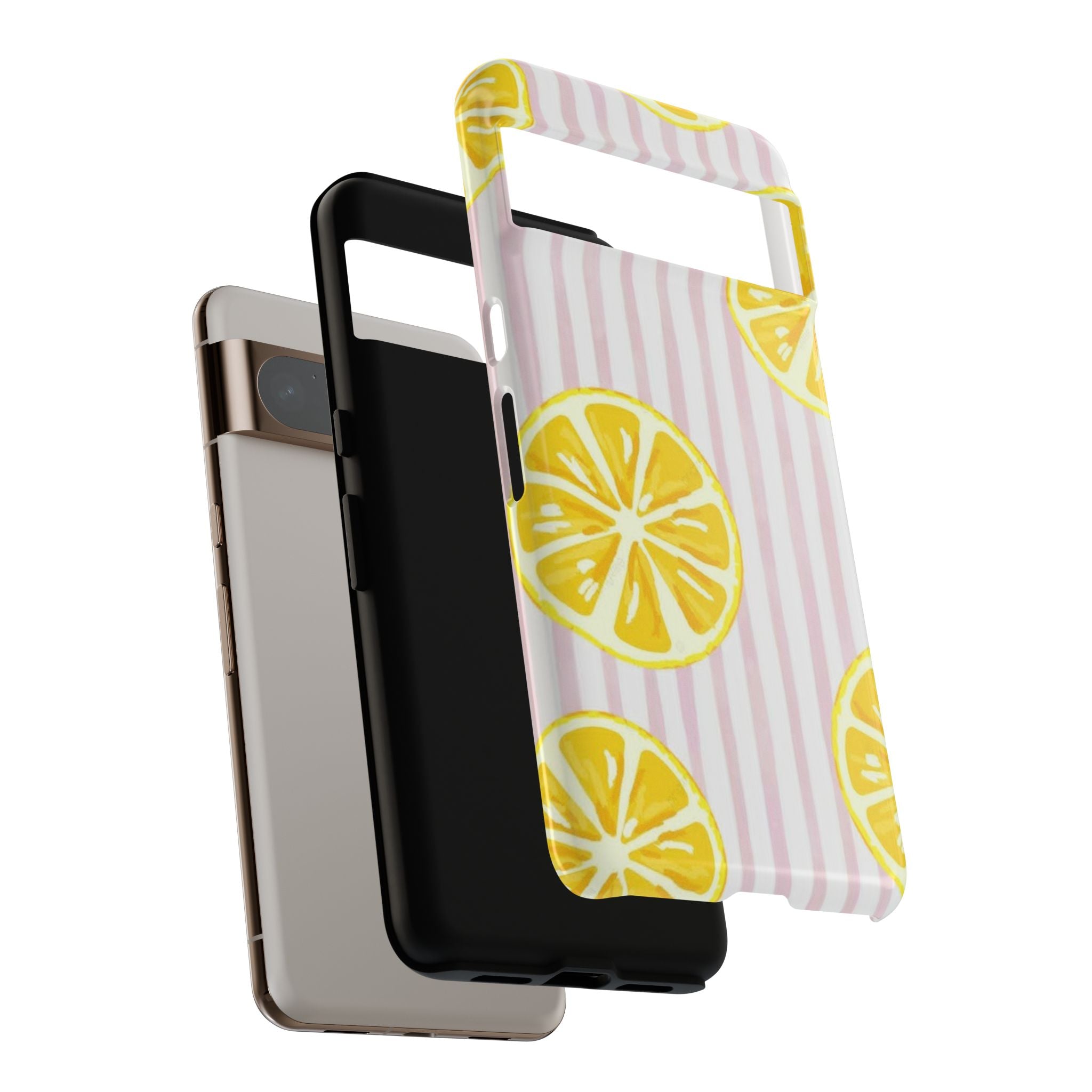 Lemon Slices Tough Case — Cute Pink Stripe Phone Cover