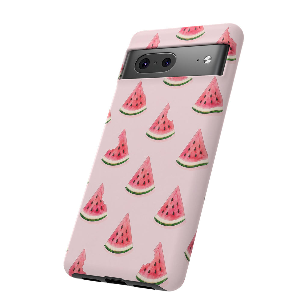 Watermelon Pattern Tough Phone Case — Pink Fruit Slice Protective Case