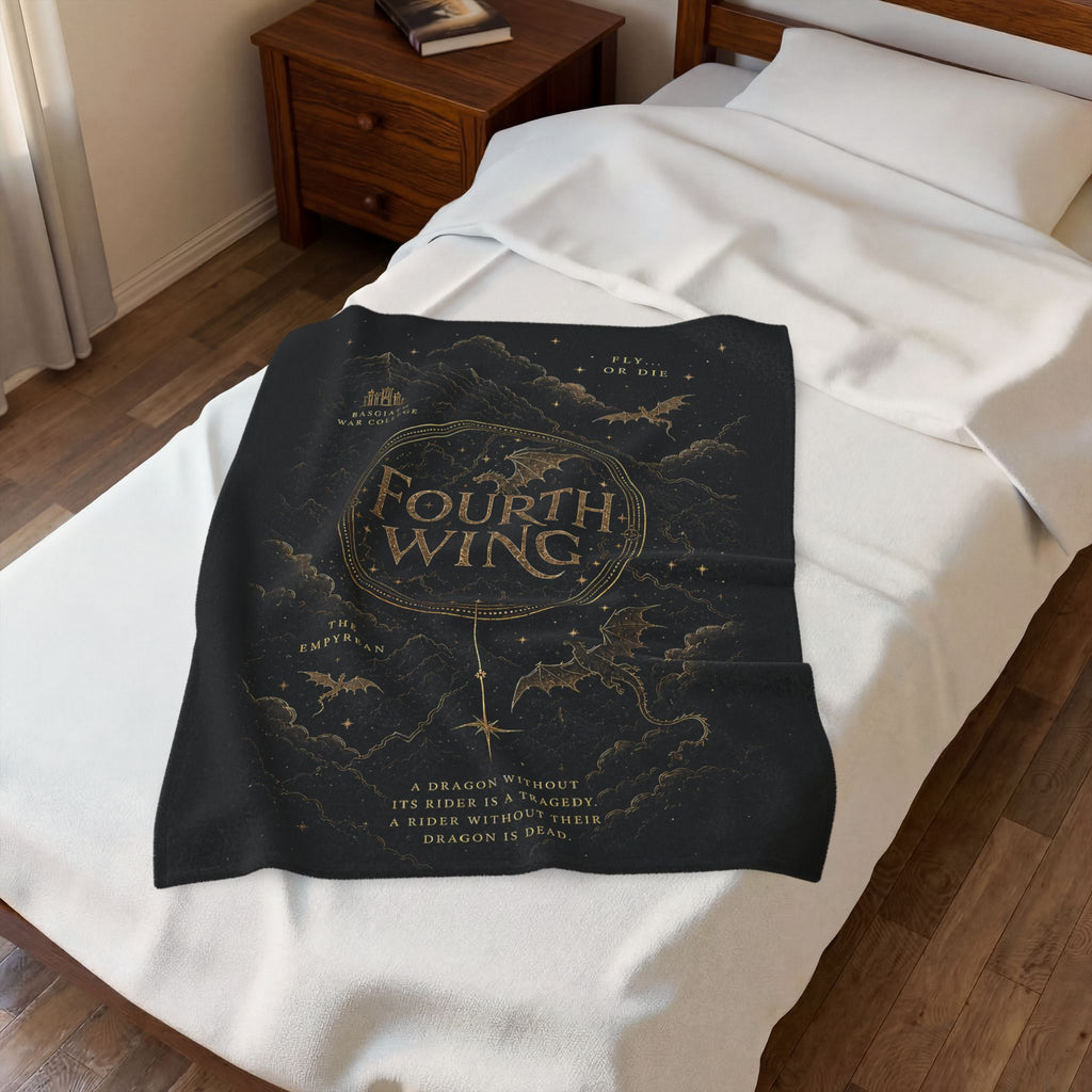 Fourth Wing Velveteen Plush Blanket — Fantasy Book-Lover Throw