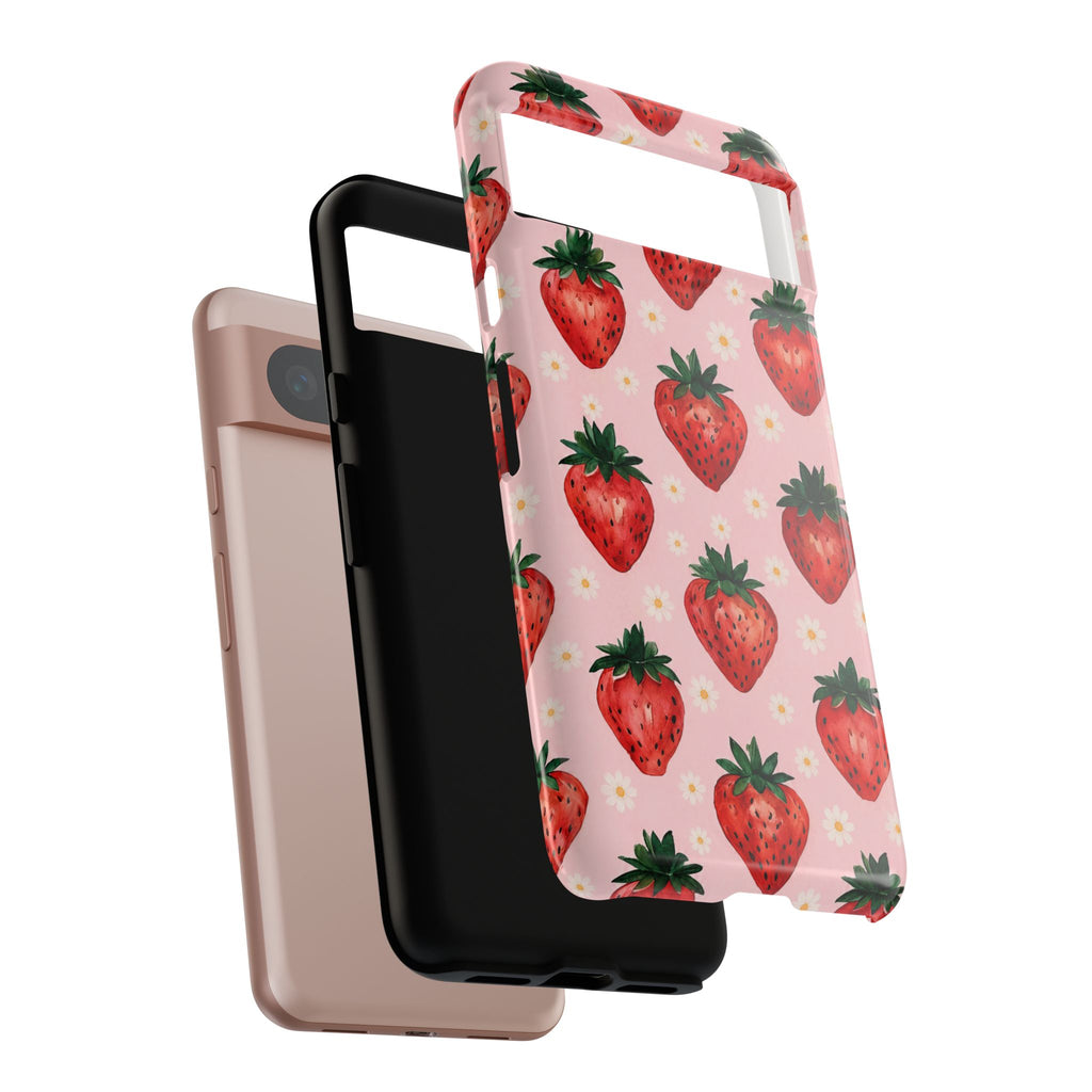 Strawberry Pattern Tough Case — Cute Pink Fruit Phone Case
