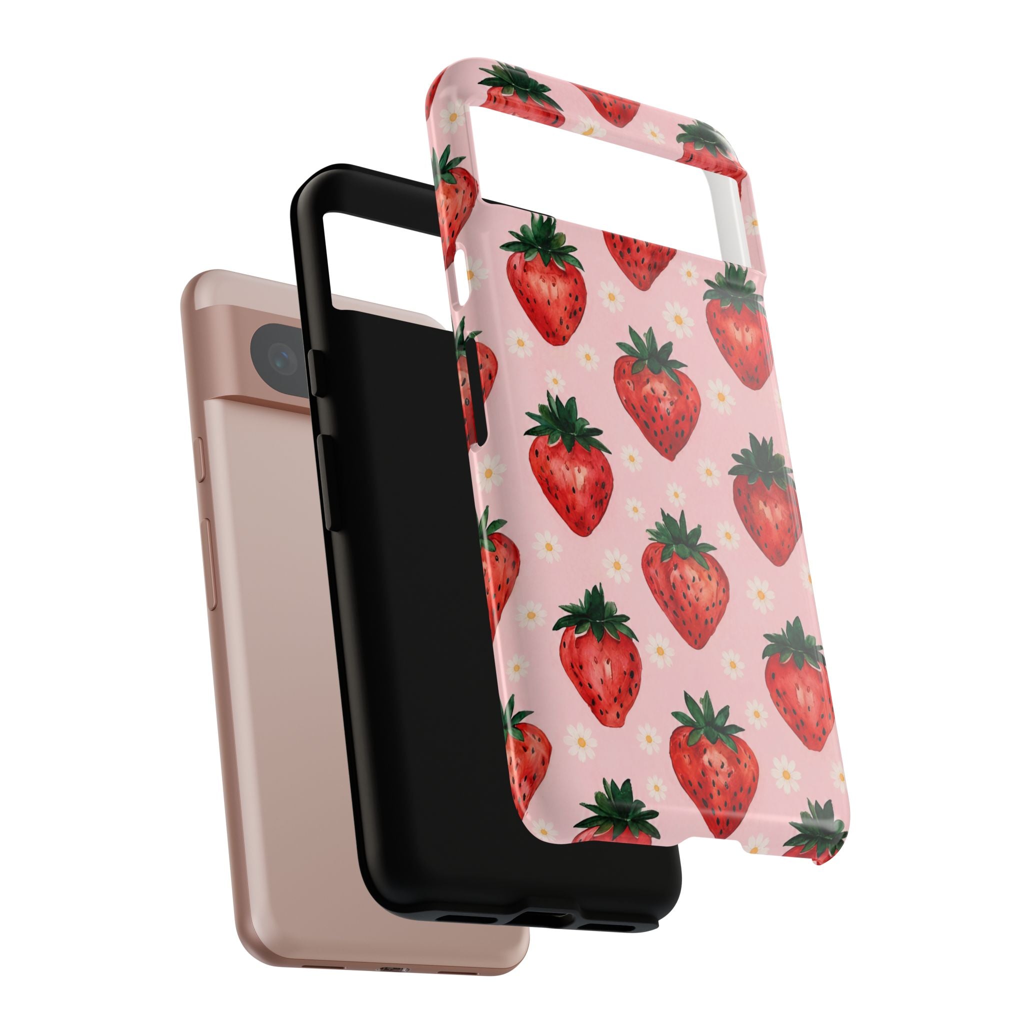 Strawberry Pattern Tough Case — Cute Pink Fruit Phone Case