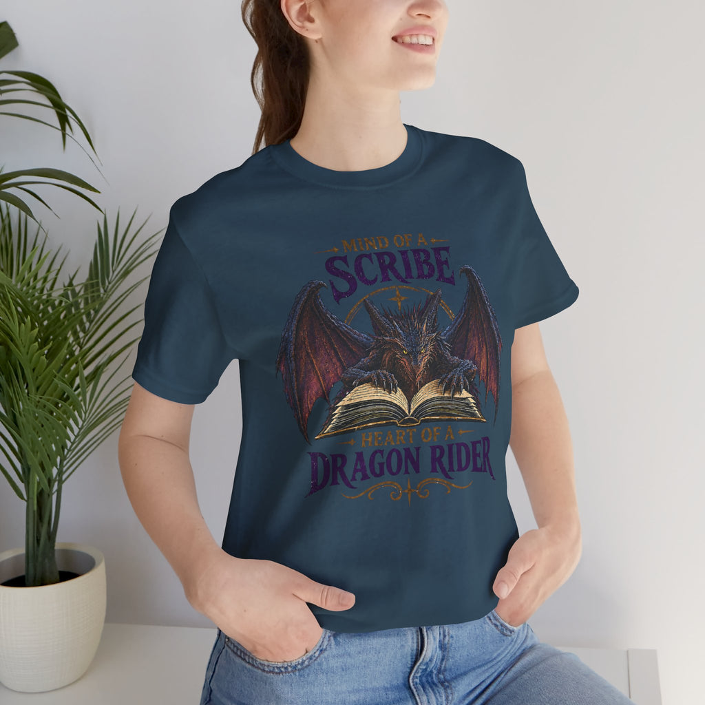 Scribe Dragon Rider T-Shirt — "Mind of a Scribe, Heart of a Dragon Rider" Fantasy Tee