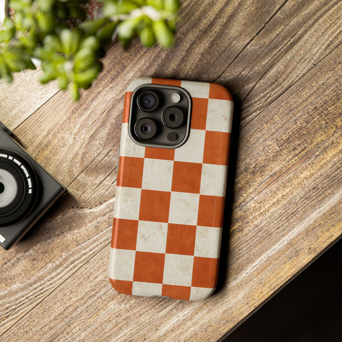 Vintage Orange Checkerboard Tough Phone Case