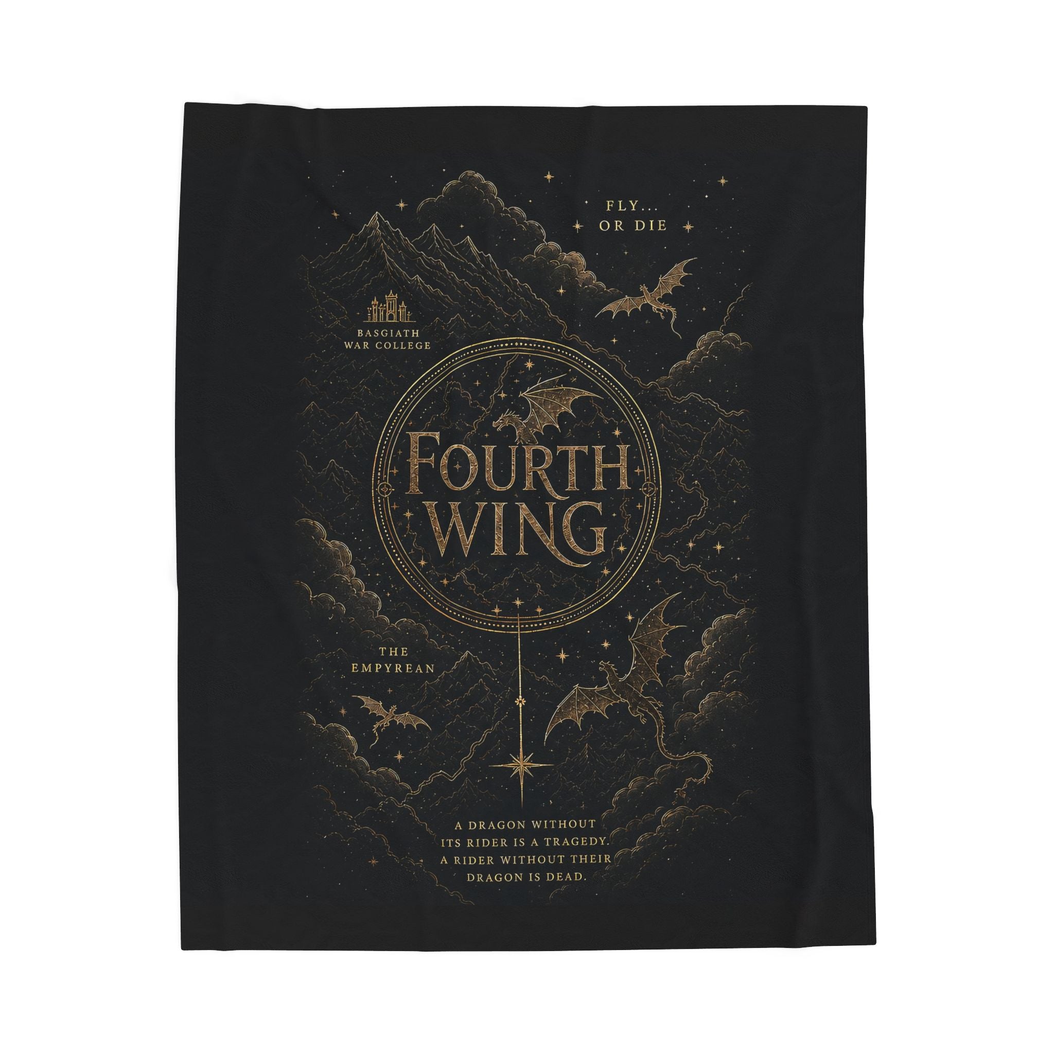 Fourth Wing Velveteen Plush Blanket — Fantasy Book-Lover Throw