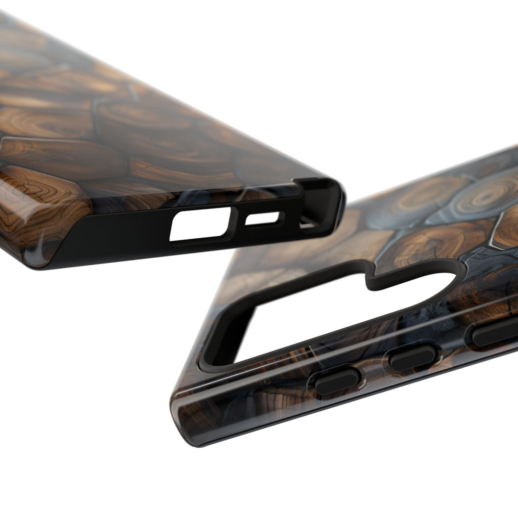 Wood Grain Hex Phone Case — Rustic Geometric iPhone Protection