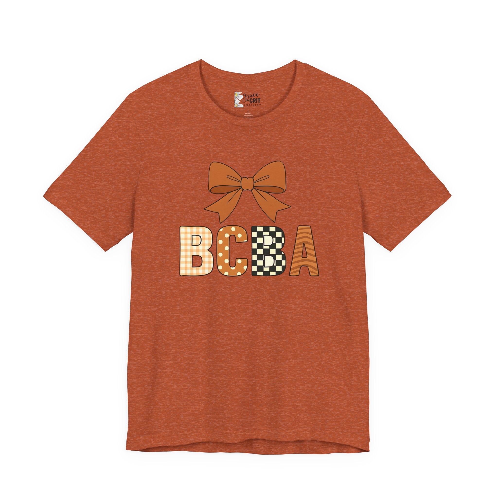 Fall Bow 'BCCA' Graphic Tee — Plaid & Checker Pattern Seasonal Shirt