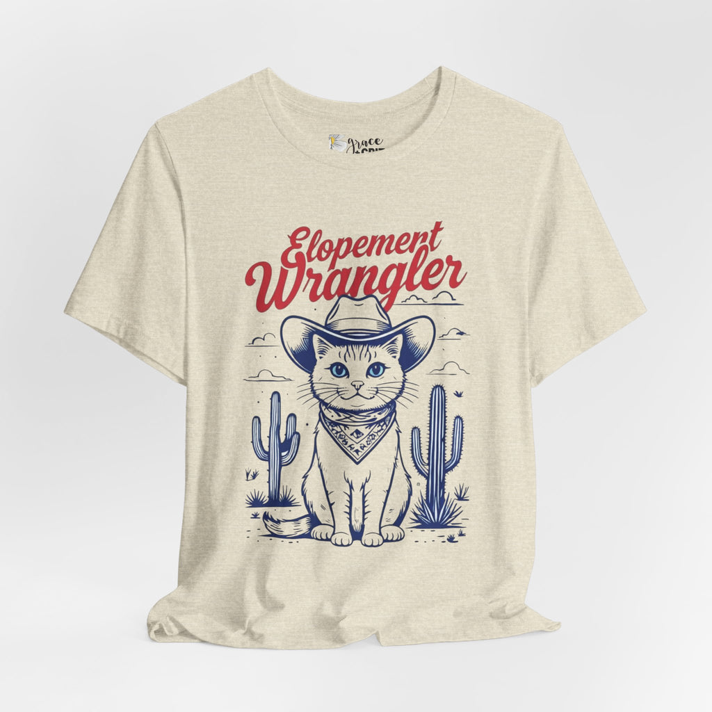Elopement Wrangler Cat Tee | Cowboy Hat Cactus Desert Cat Illustration