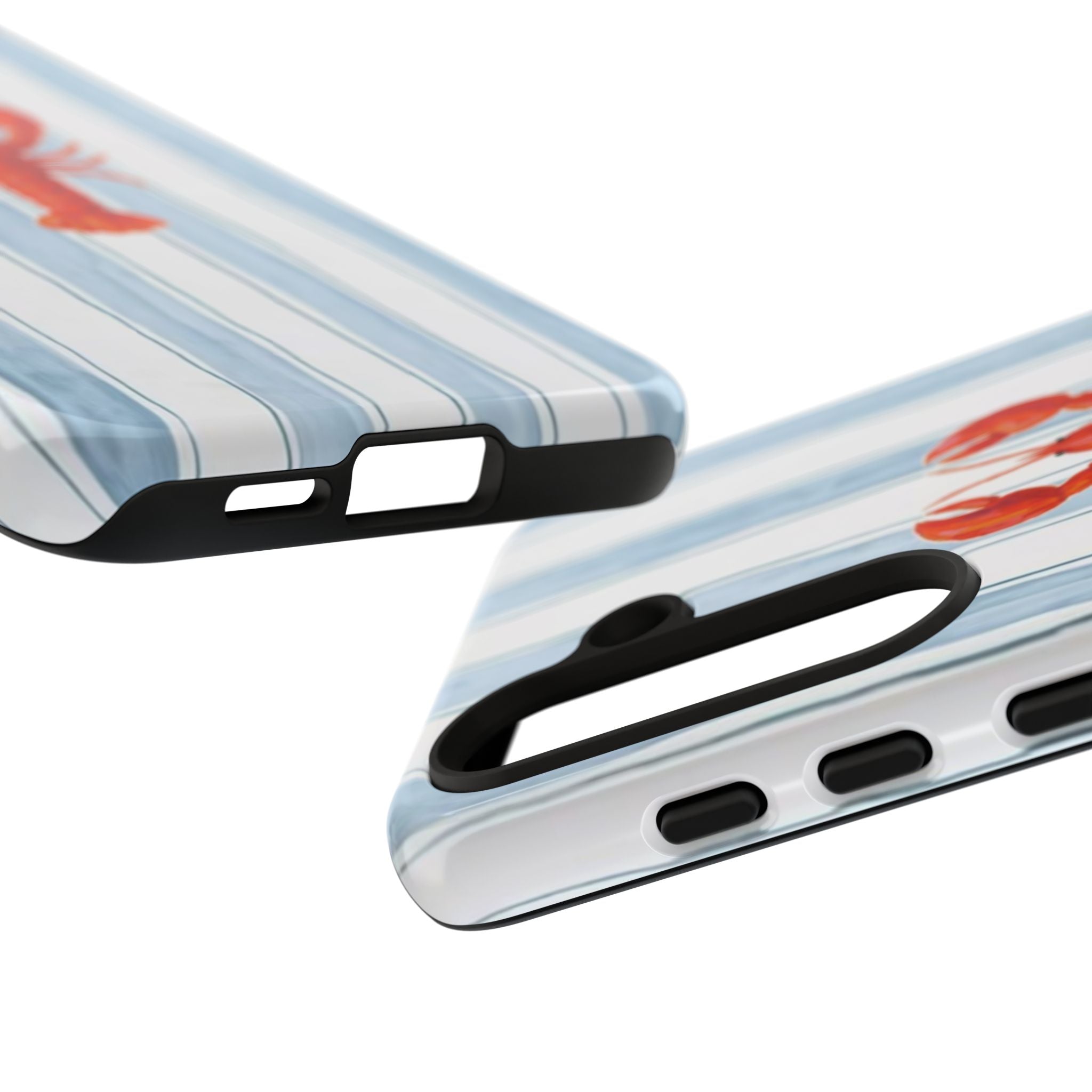 Lobster Stripe Phone Case — Nautical Blue & White Protective Cover