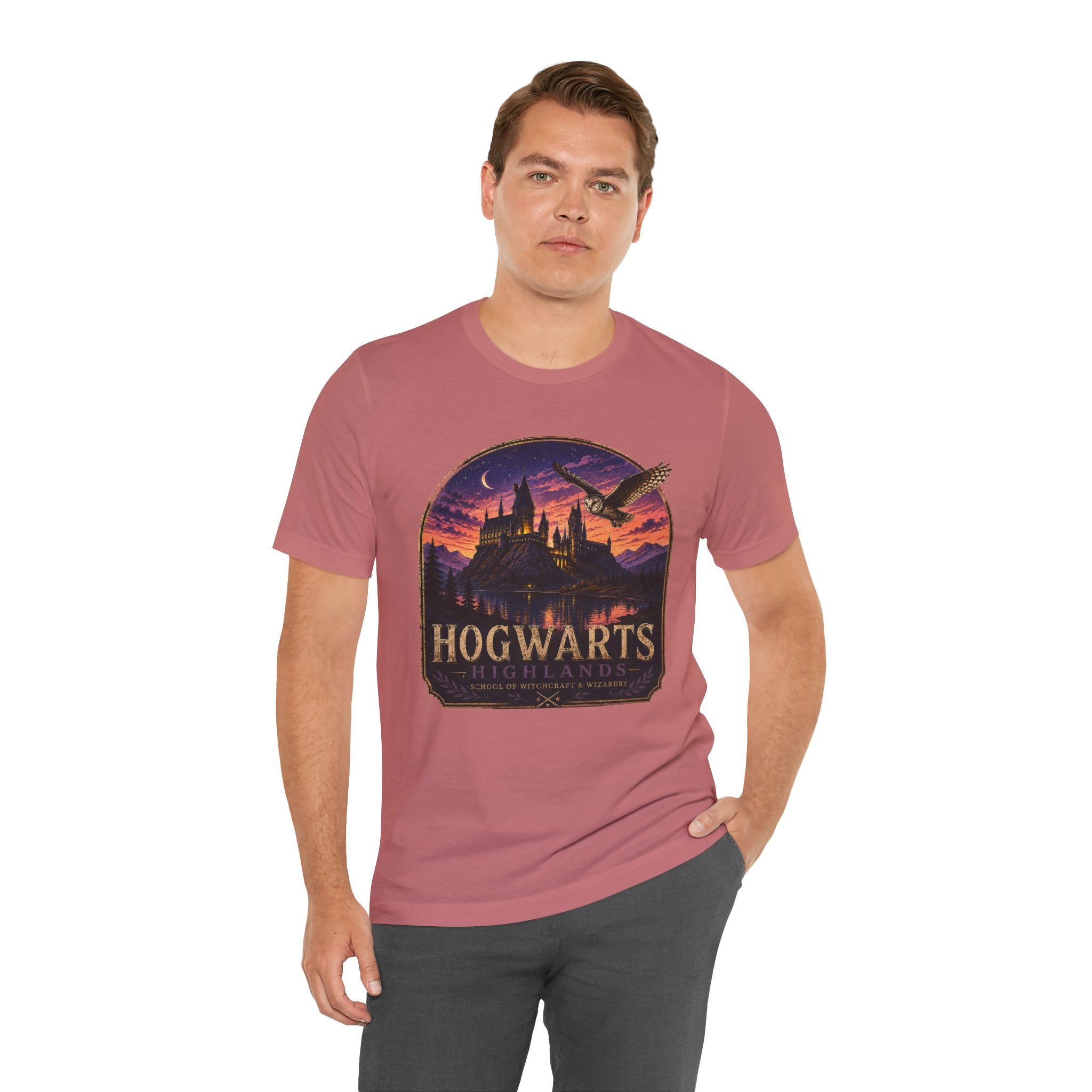 Hogwarts Highlands Graphic Tee — Sunset Castle Illustration T‑Shirt