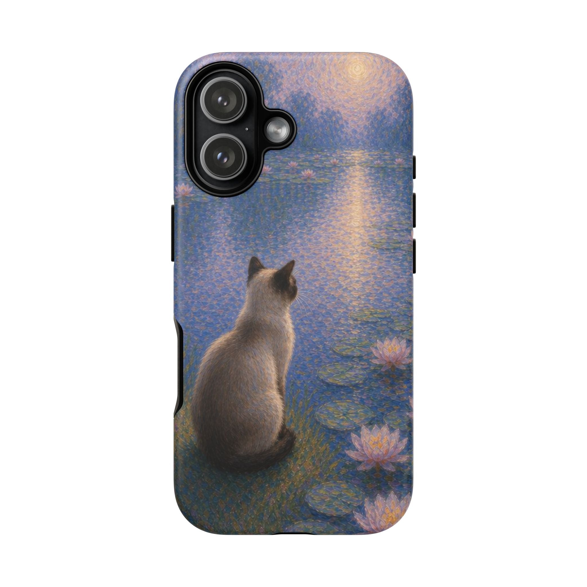 Cat Moonlight Phone Case — Serene Siamese by Lily Pond