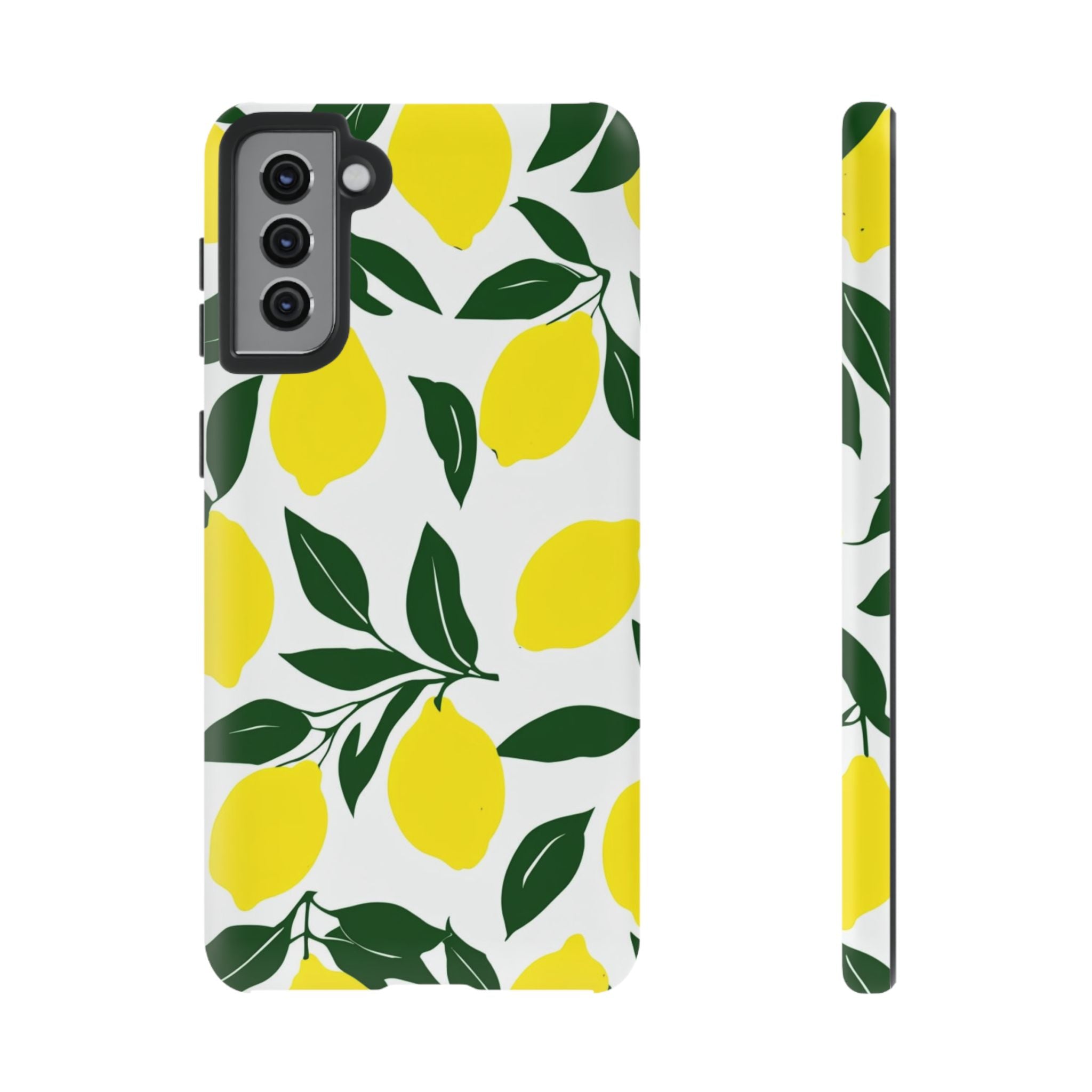 Lemon Pattern Tough Phone Case — Bright Citrus Protective Cover