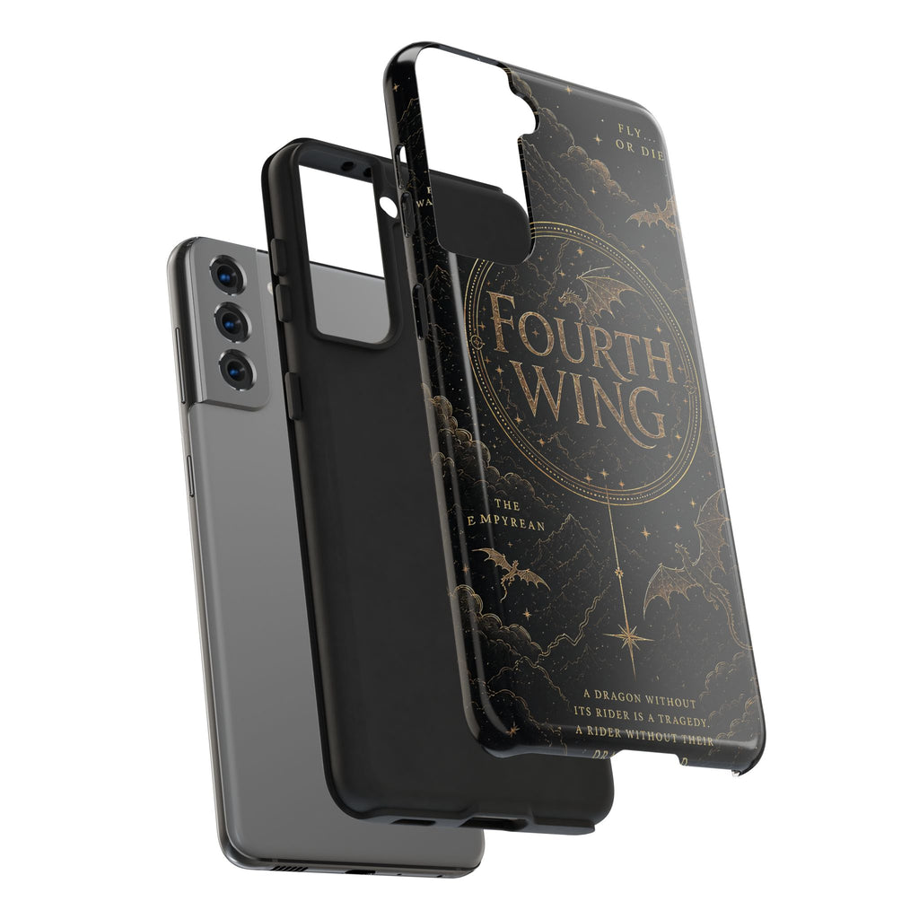 Fourth Wing Tough Phone Case — Dark Fantasy Dragon Design, 'Fly or Die' Quote