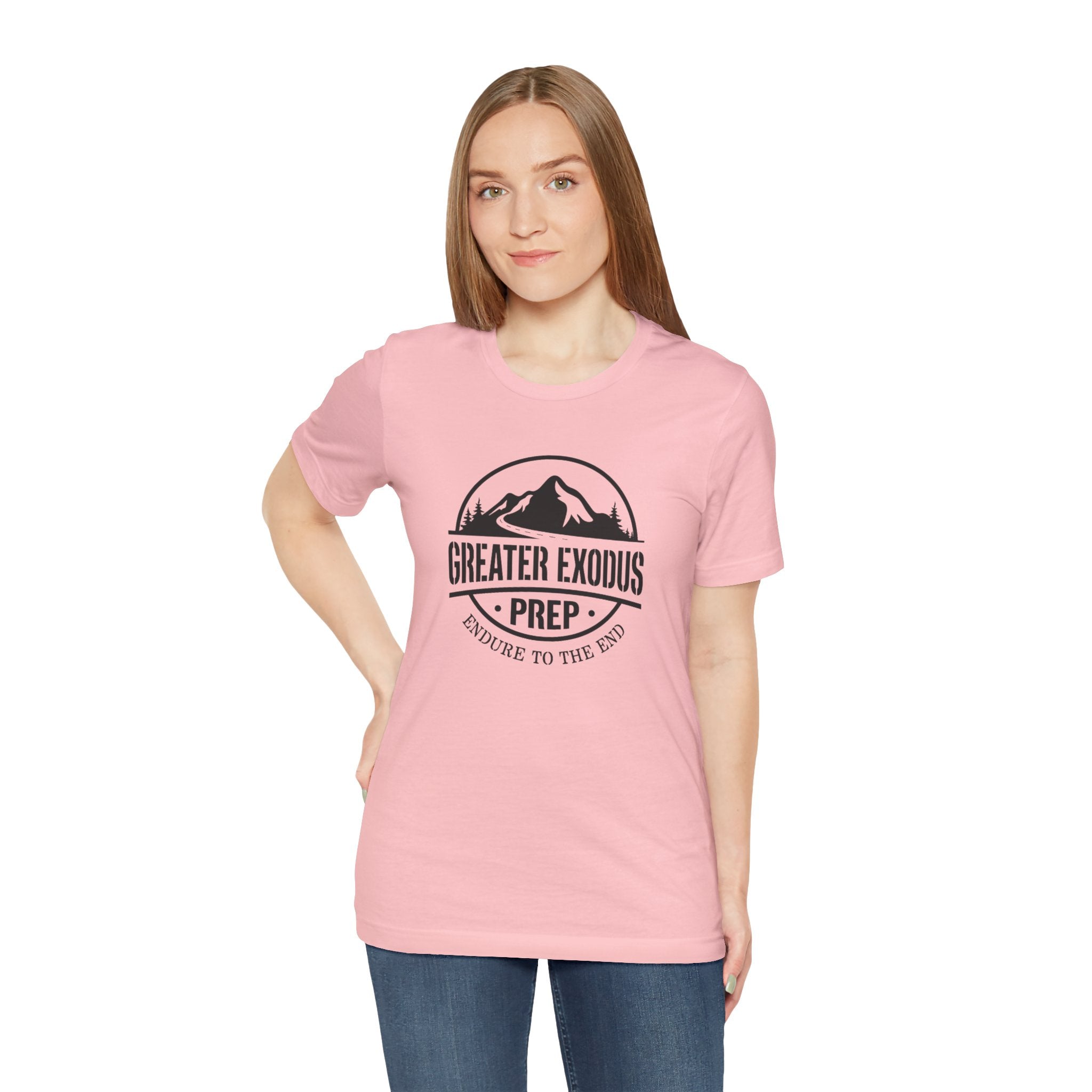 Greater Exodus Prep T-Shirt — Mountain Logo “Endure to the End” Adventure Tee