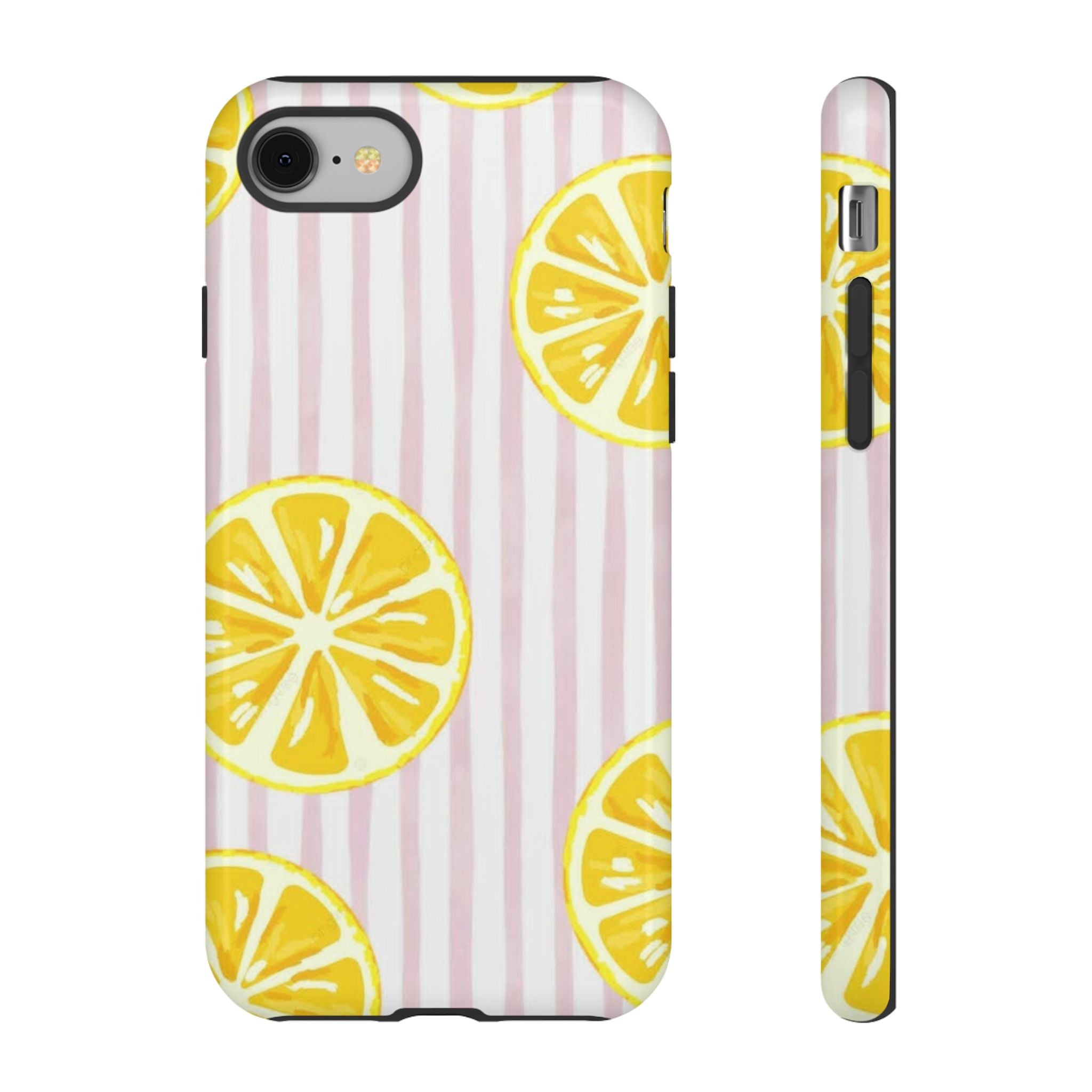 Lemon Slices Tough Case — Cute Pink Stripe Phone Cover