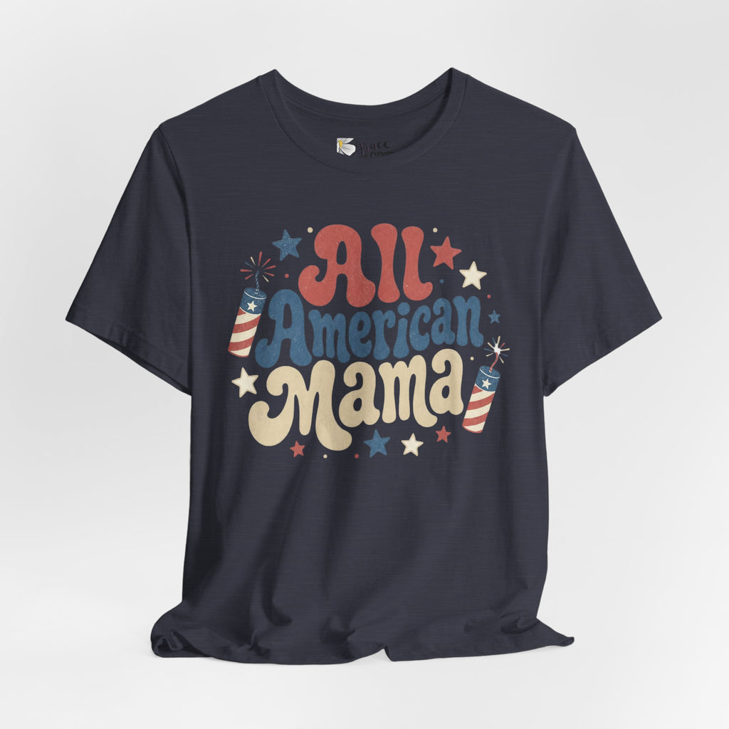 All American Mama T-Shirt – Vintage Patriotic Mom Tee (4th of July)