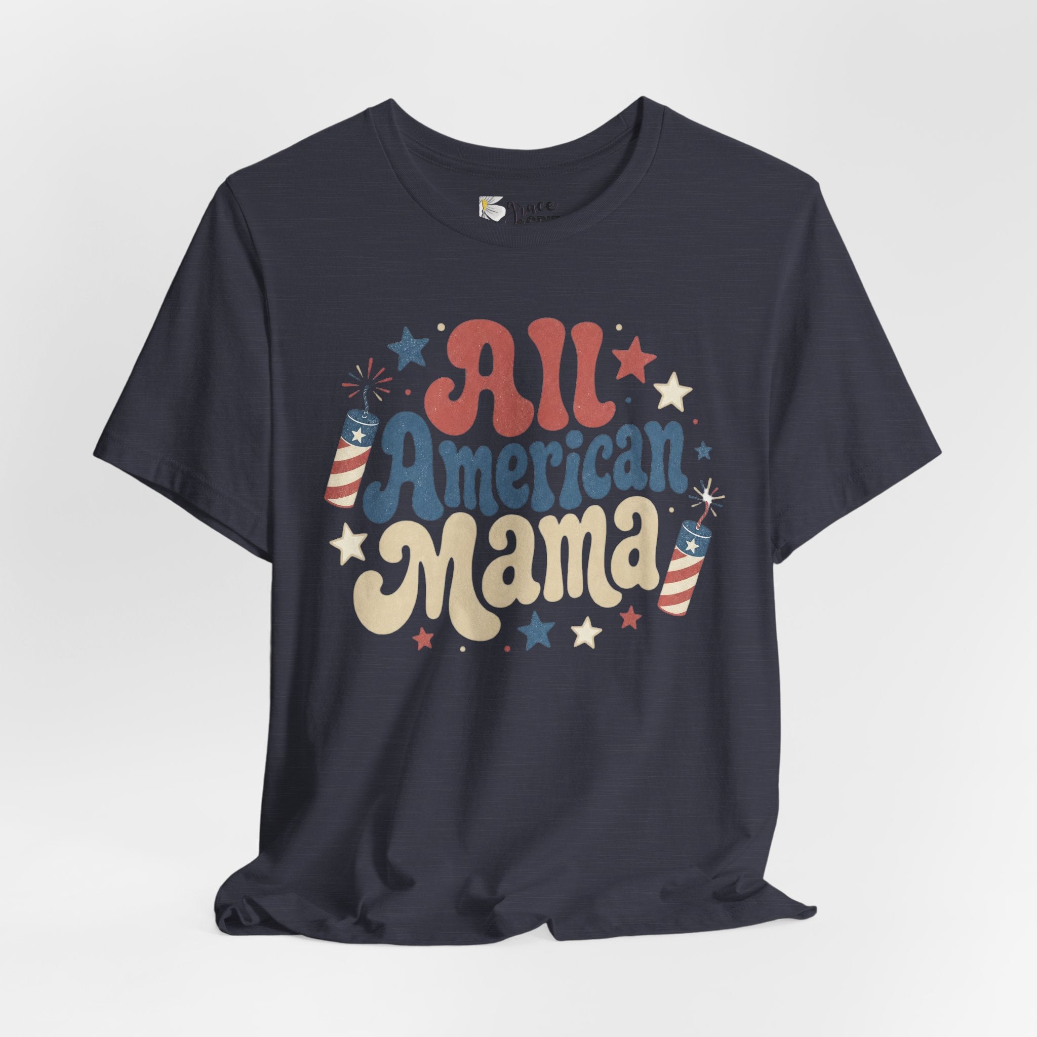 All American Mama T-Shirt – Vintage Patriotic Mom Tee (4th of July)