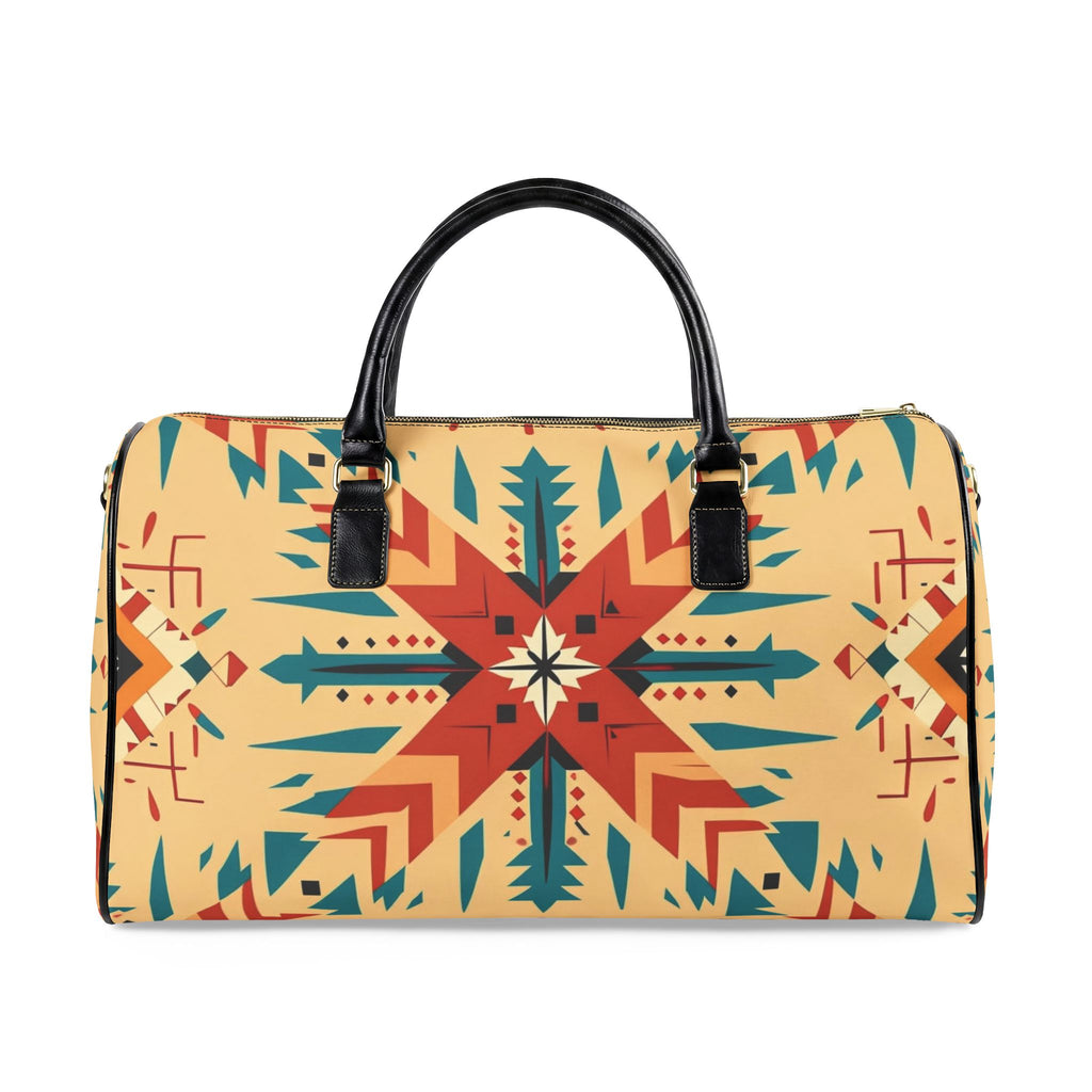 Faux Leather Travel Bag with Southwestern Geometric Pattern