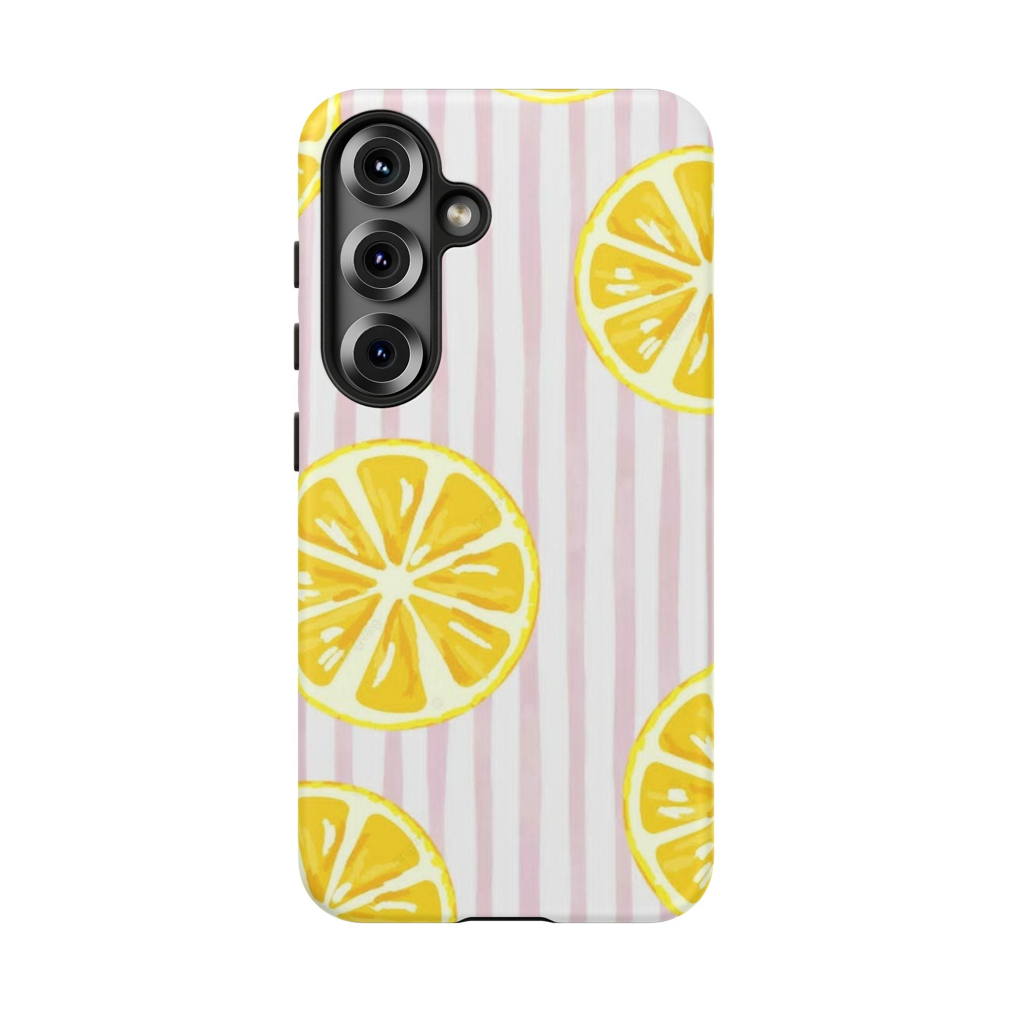 Lemon Slices Tough Case — Cute Pink Stripe Phone Cover