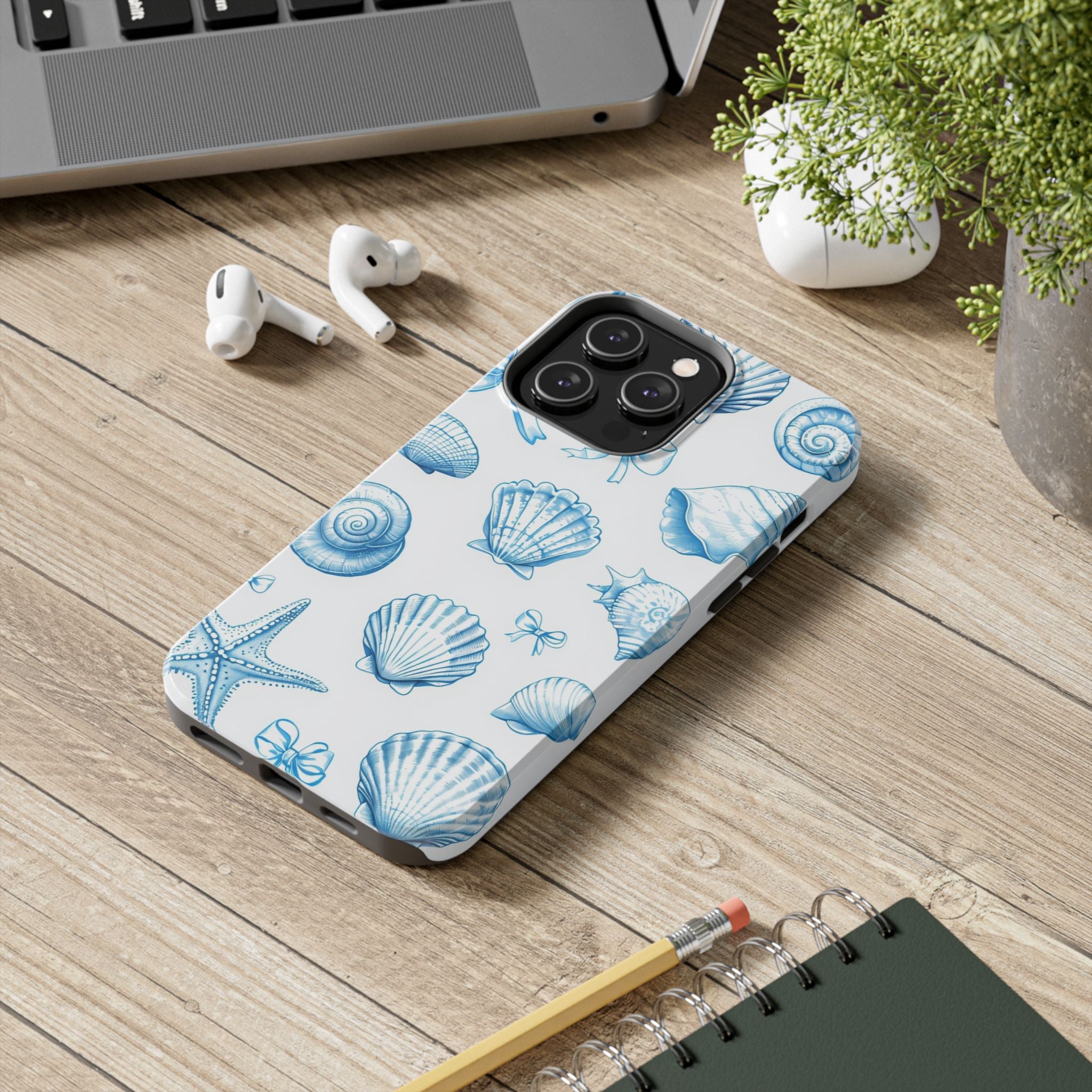 Seashell Blue Tough Phone Case – Coastal Shell Pattern Protective Cover