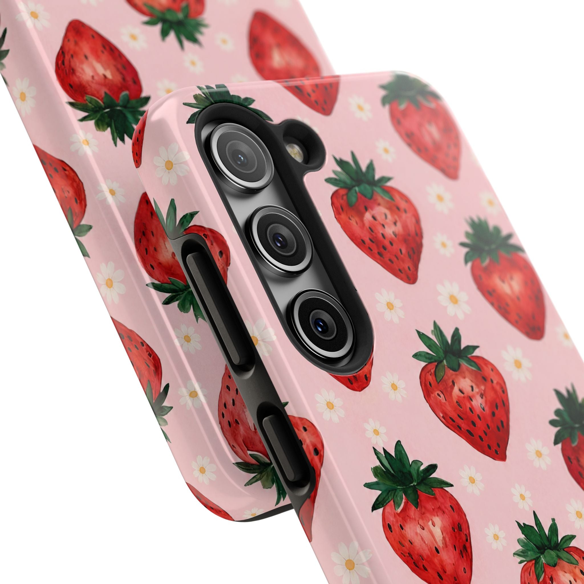 Strawberry Pattern Tough Phone Case — Cute Pink Fruit iPhone/Android Protection