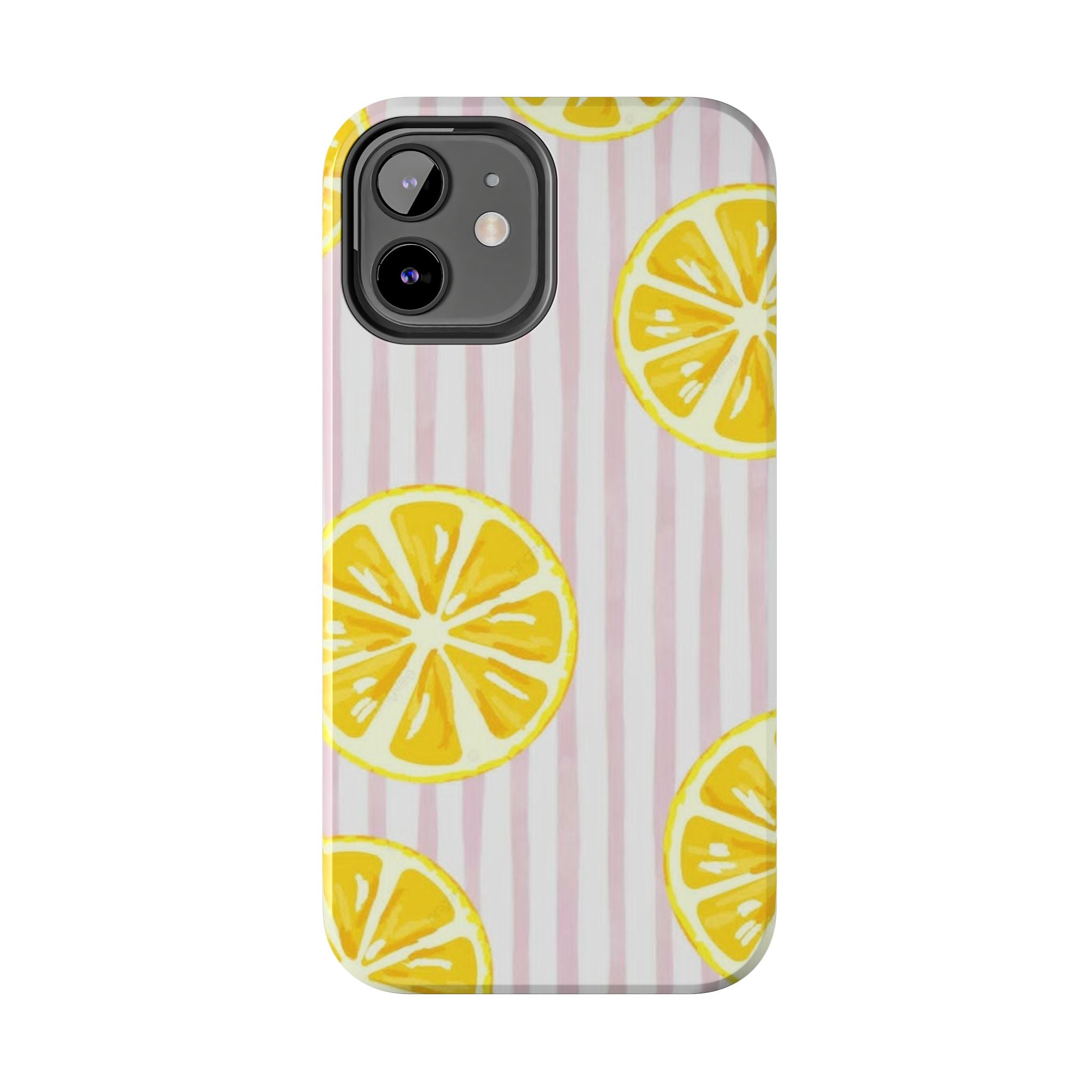 Lemon Slice Tough Phone Case — Pink Stripe Summer Protective Cover