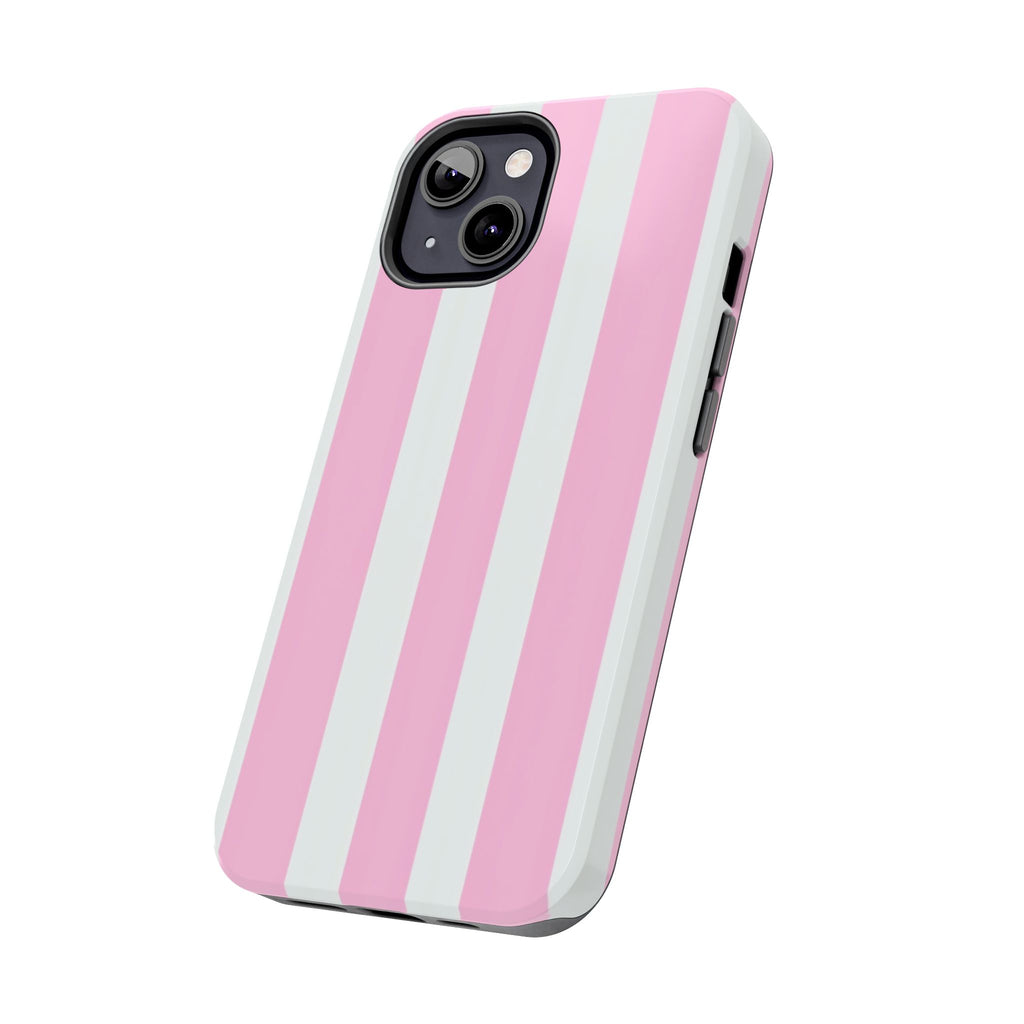 Pink & White Stripe Tough Phone Case — Protective Stripe iPhone Cover