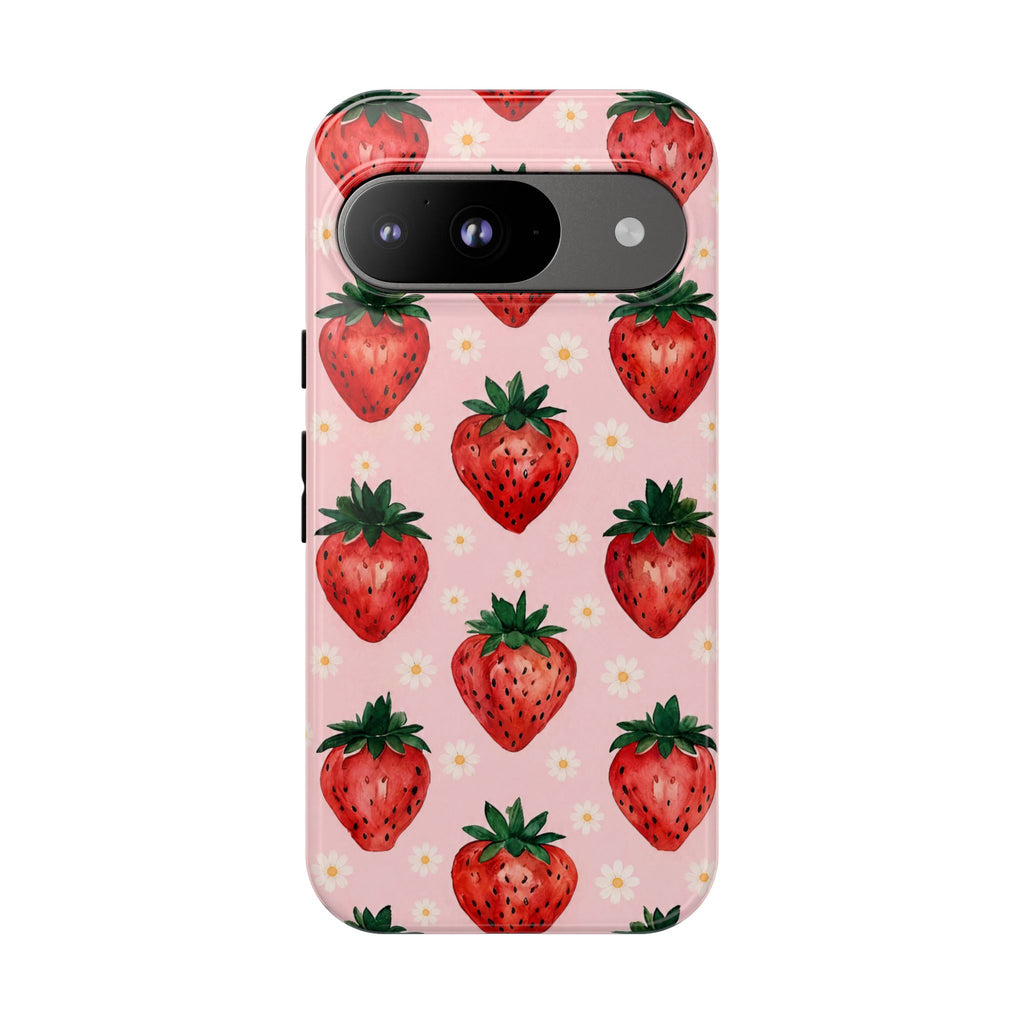 Strawberry Pattern Tough Case — Cute Pink Fruit Phone Case
