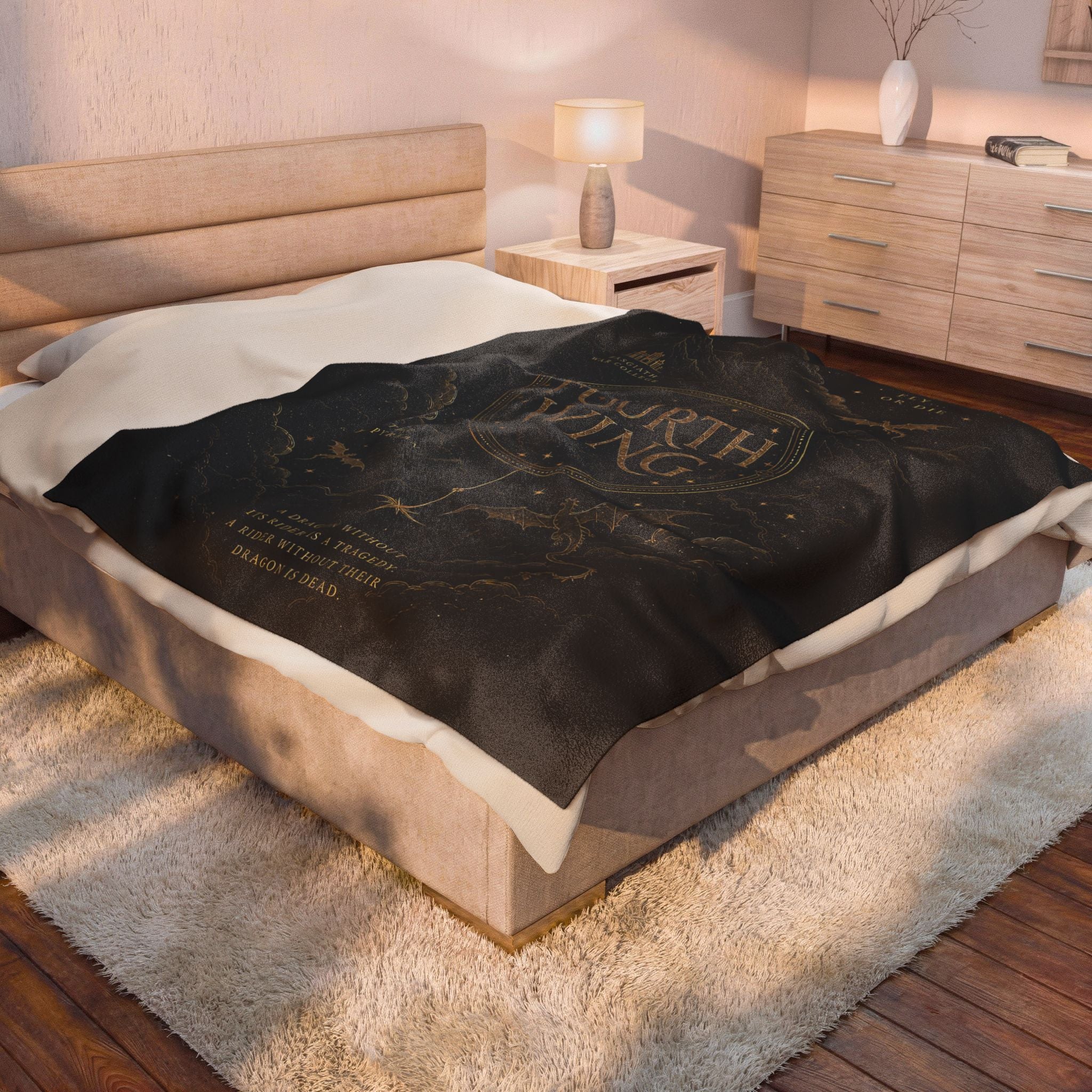 Fourth Wing Velveteen Plush Blanket — Fantasy Book-Lover Throw