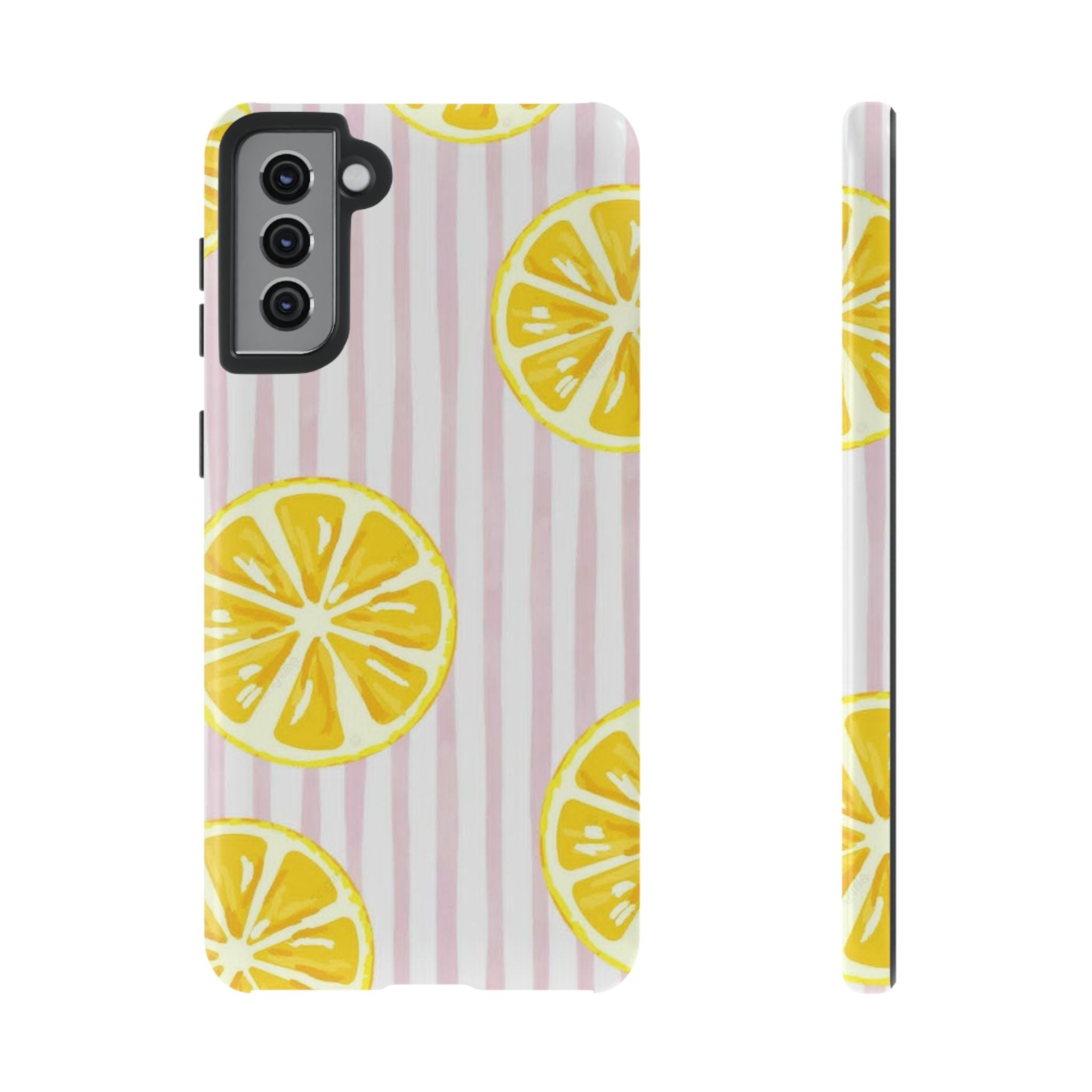 Lemon Slices Tough Case — Cute Pink Stripe Phone Cover