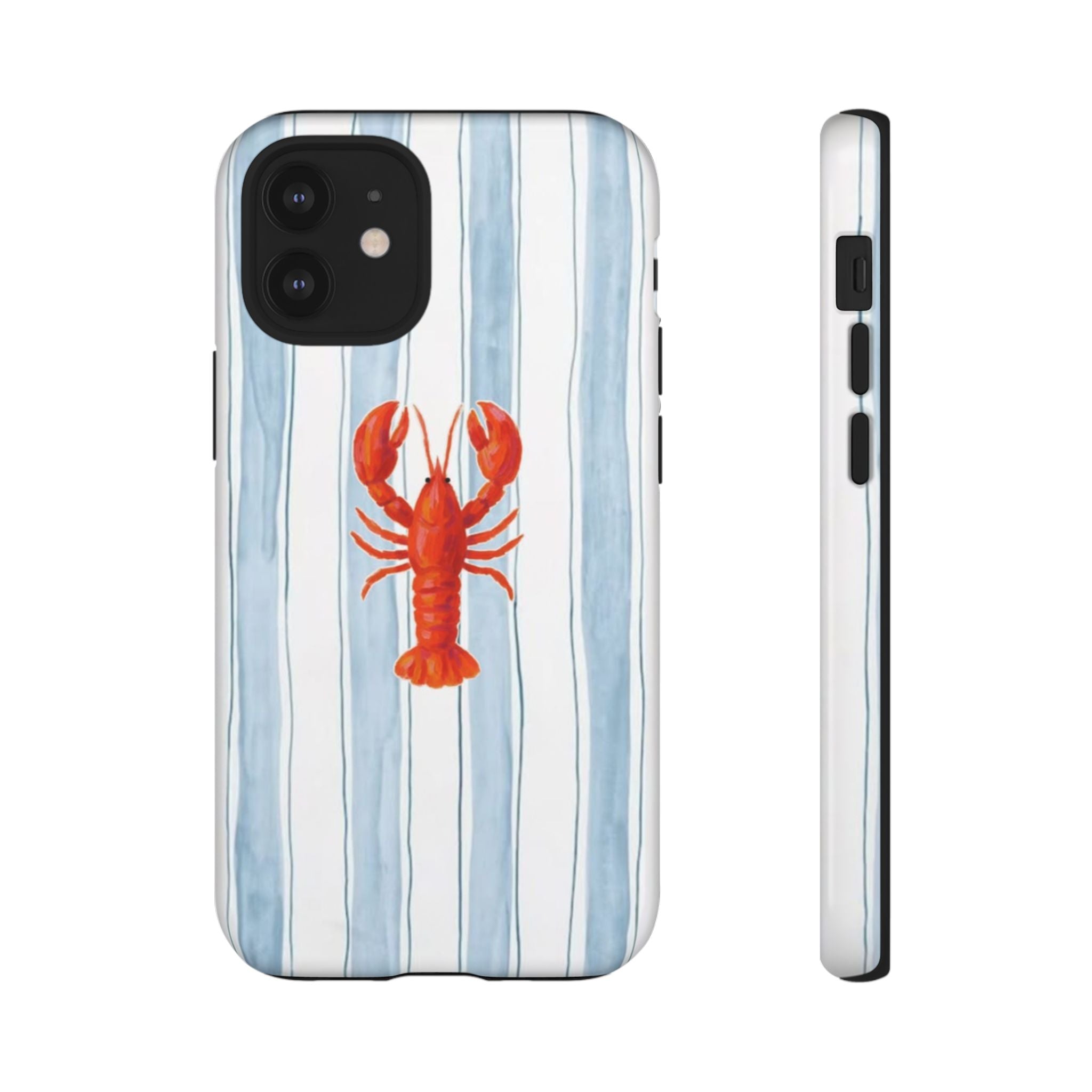 Lobster Stripe Phone Case — Nautical Blue & White Protective Cover