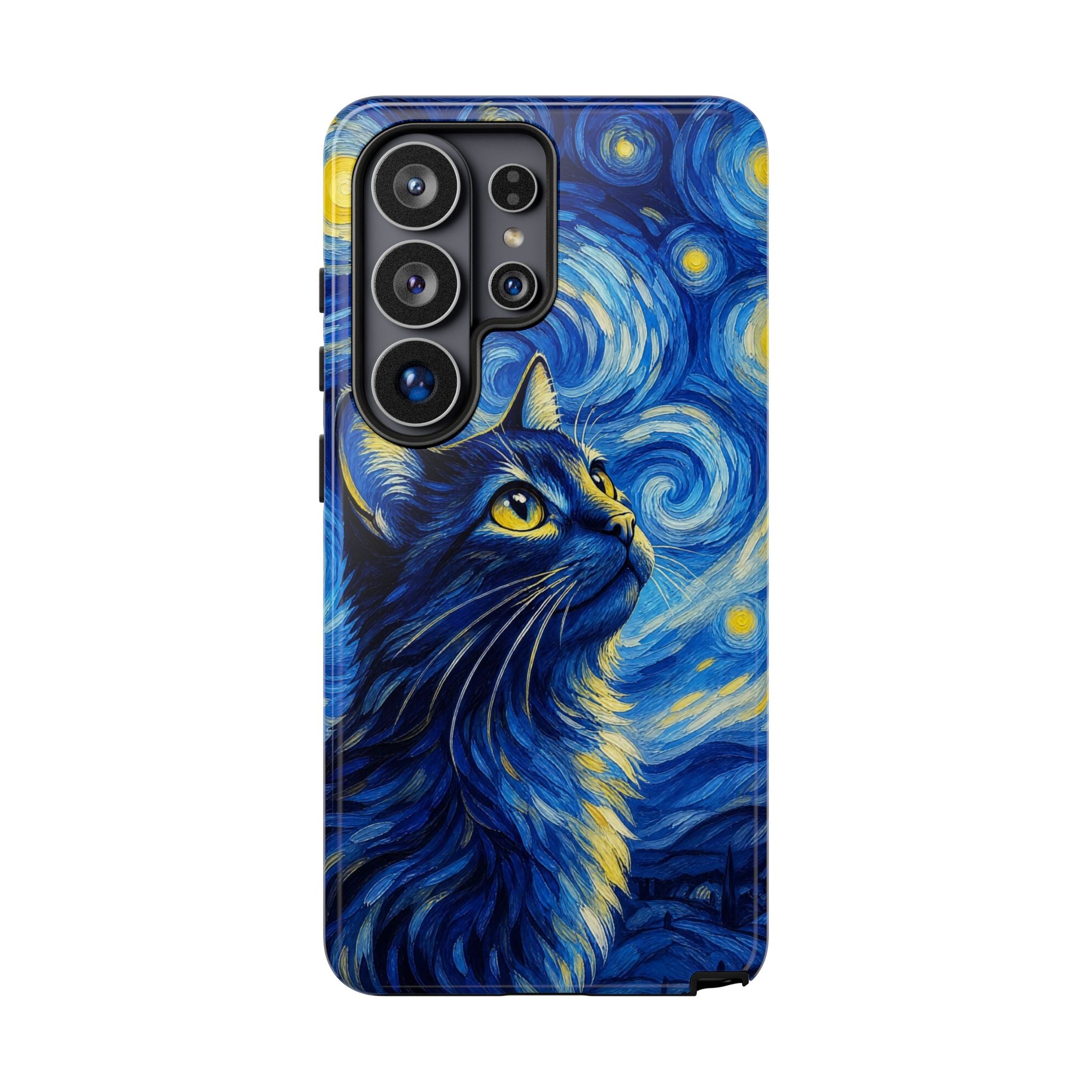 Starry Night Cat Phone Case — Van GoghStyle Blue Galaxy iPhone Cover