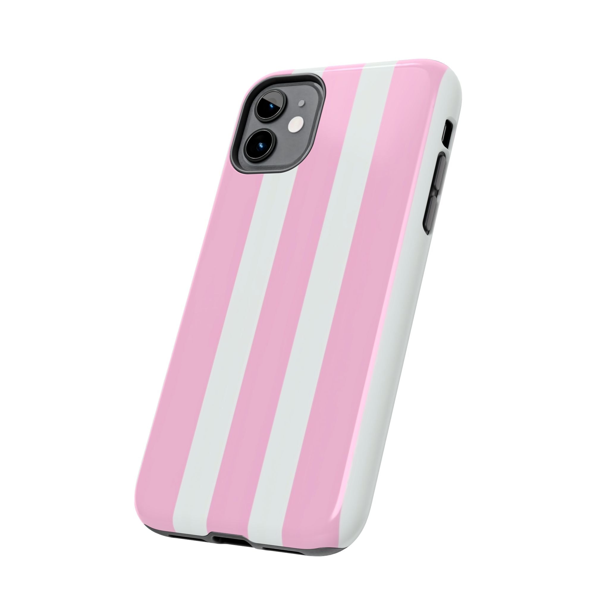 Pink & White Stripe Tough Phone Case — Protective Stripe iPhone Cover