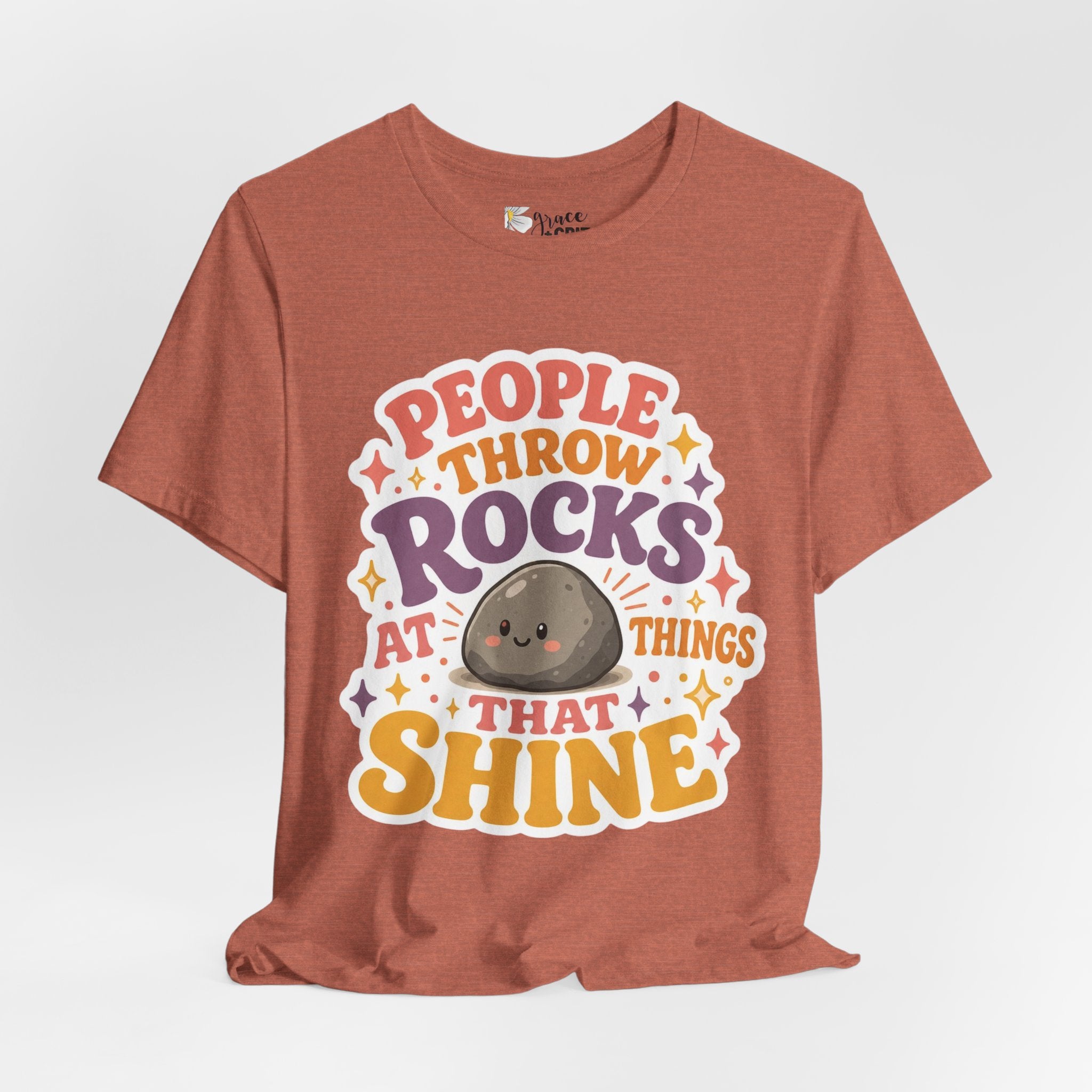 People Throw Rocks at Things That Shine T-Shirt | Cute Rock Illustration