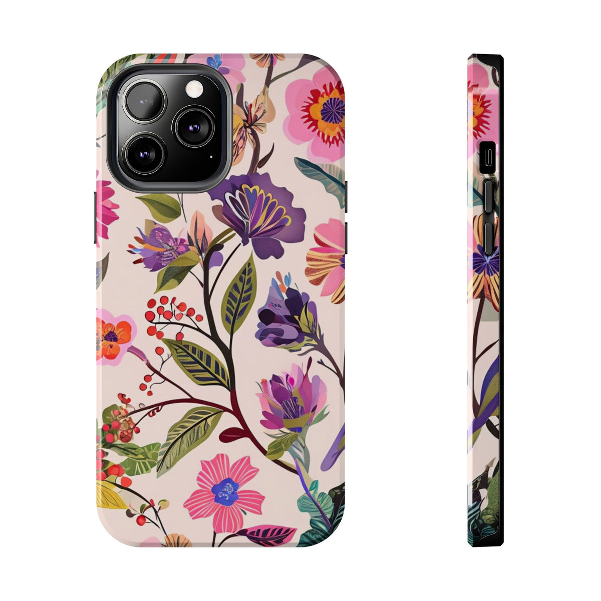 Floral Tough Phone Case – Colorful Botanical Flower Design